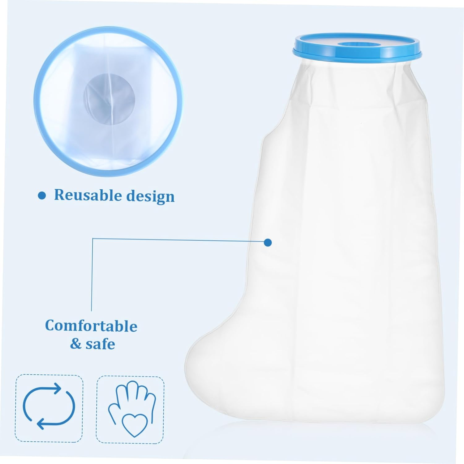 Waterproof Leg Cast Cover for Showering Adult Short Leg Foot Protector Reusable Seal for Keeping Cast Dry image number 4