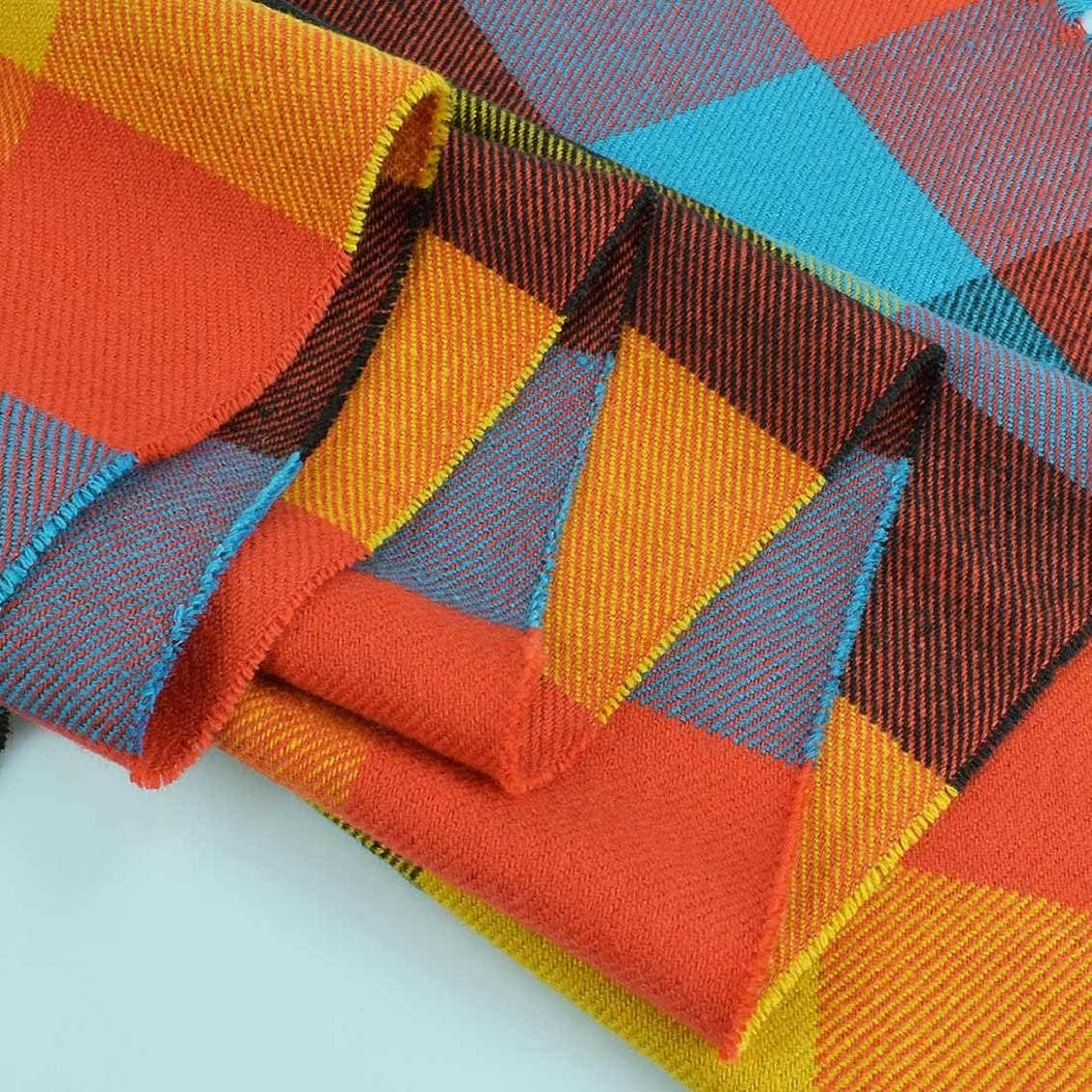 Heekpek Mens Scarves Winter Soft Warm Tassel Scarf for Women Men Cashmere Feel Stripe Plaid Tartan Scarf