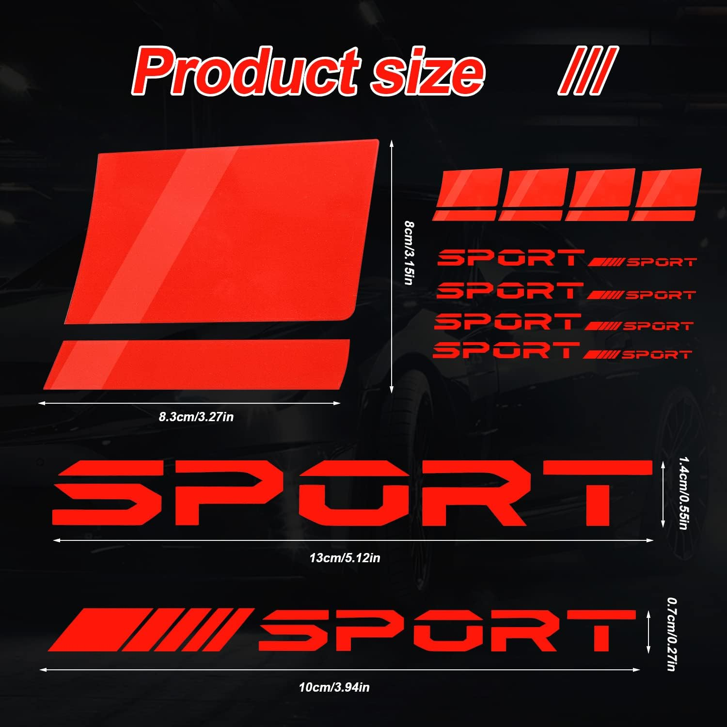 AIEX 12Pcs Wheel Rim Decal Stripes, Red Car Wheel Reflective Stickers Tire Stickers for Cars for 18''- 21'' Wheels Tire Rim Safety Decoration Accessories image number 5