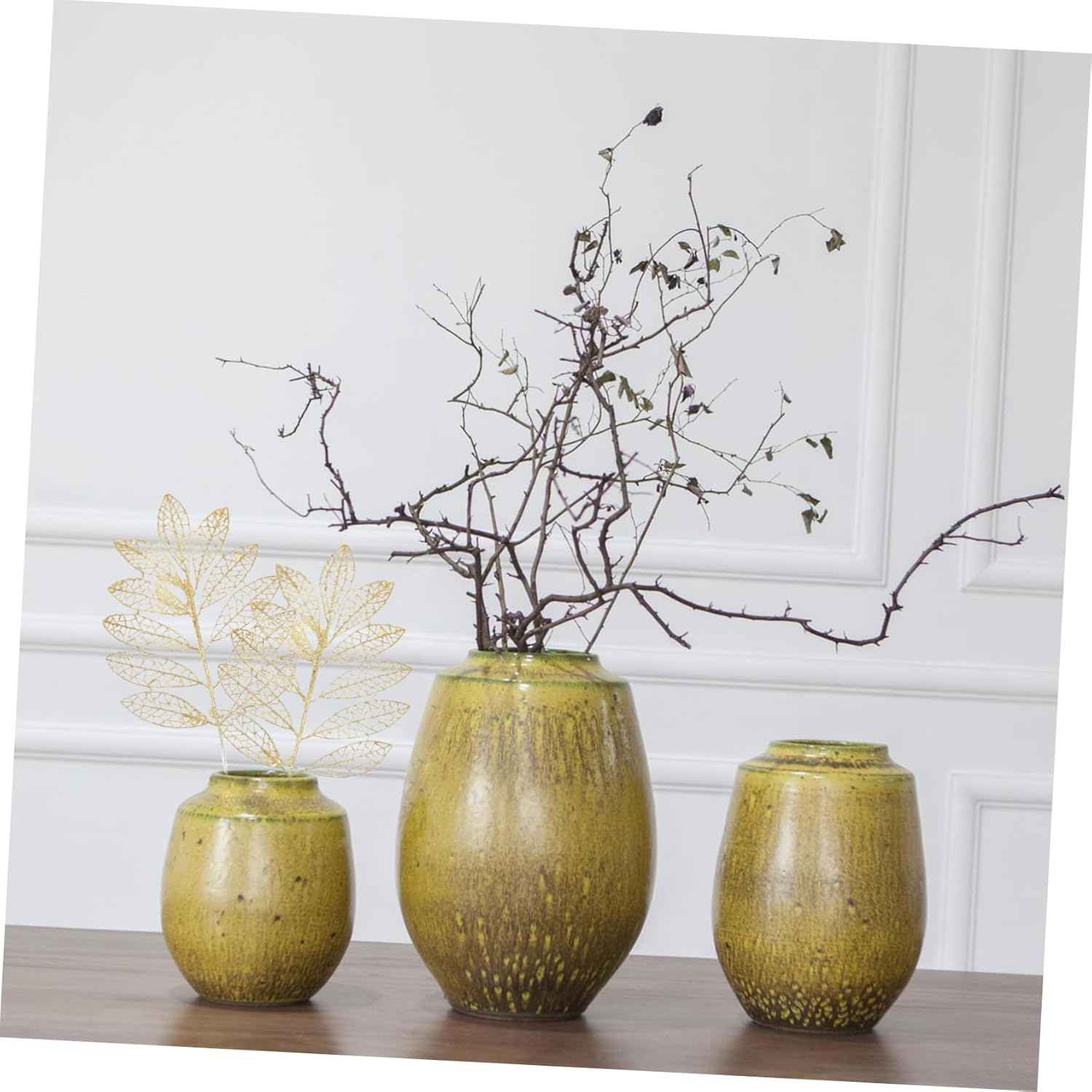 5Pcs Christmas Decor Artificial Plant Leaves Simulation Rose Leaf Decor Glitter for Xmas Tree image number 3