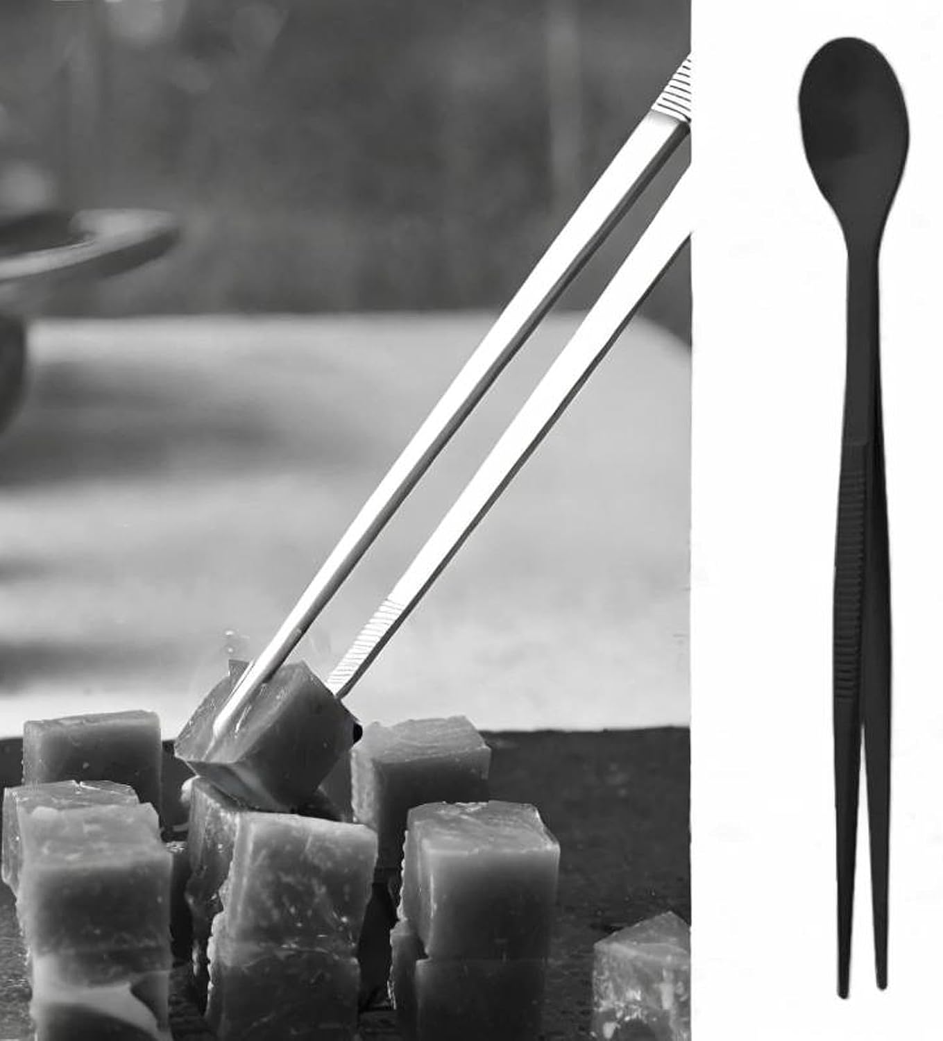 Fenteer 2In1 Spoon Tweezer Kitchen Tool Portable Serving Utensil for Family Gatherings, Black - Multicolor image number 3