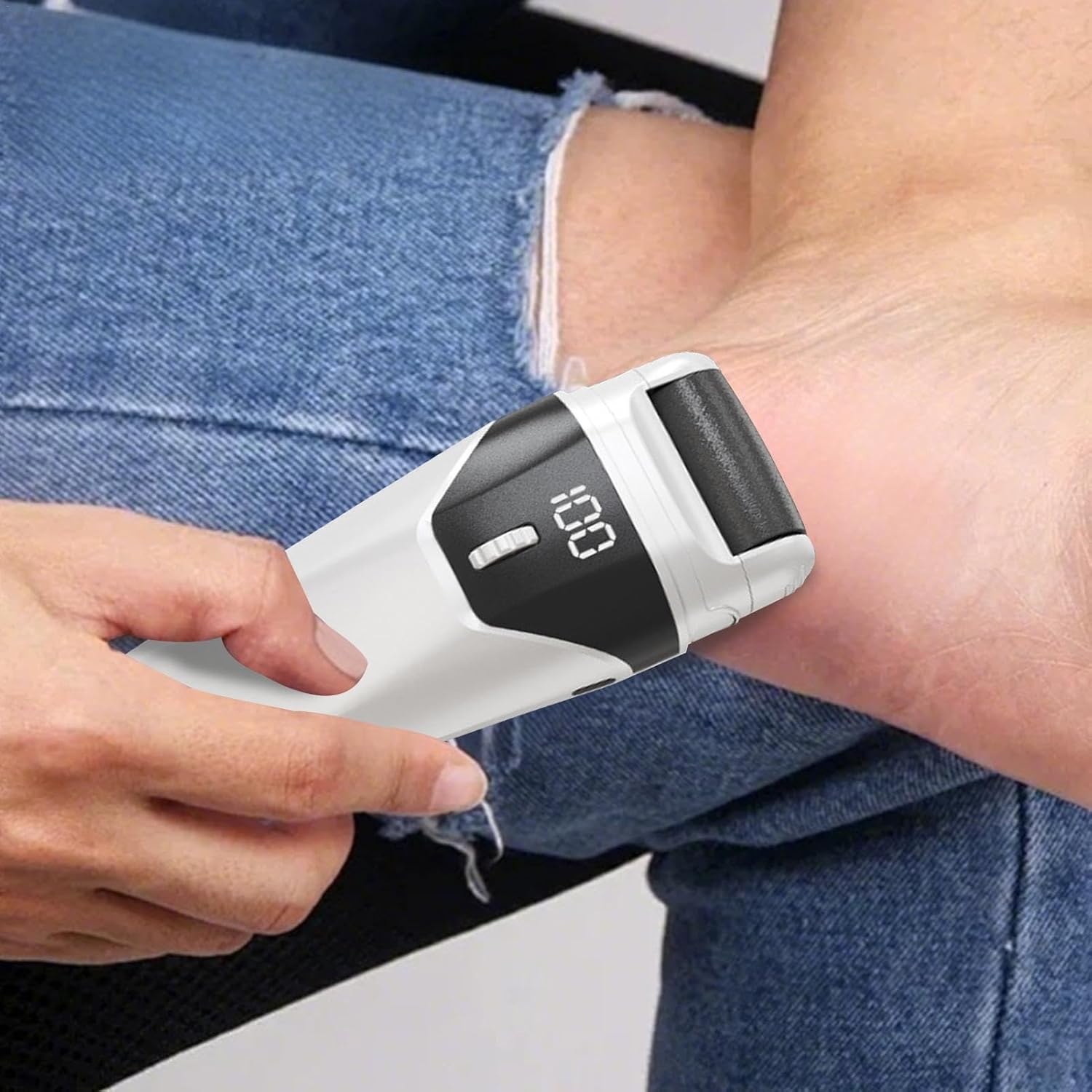 Weqizuerqi Foot File Adjustable | Rechargeable Foot Scrubber Rough Skin Remover,Auxiliary Light Design Men Women Automatic Pedicure Tool for Father, Mother, Wife image number 2