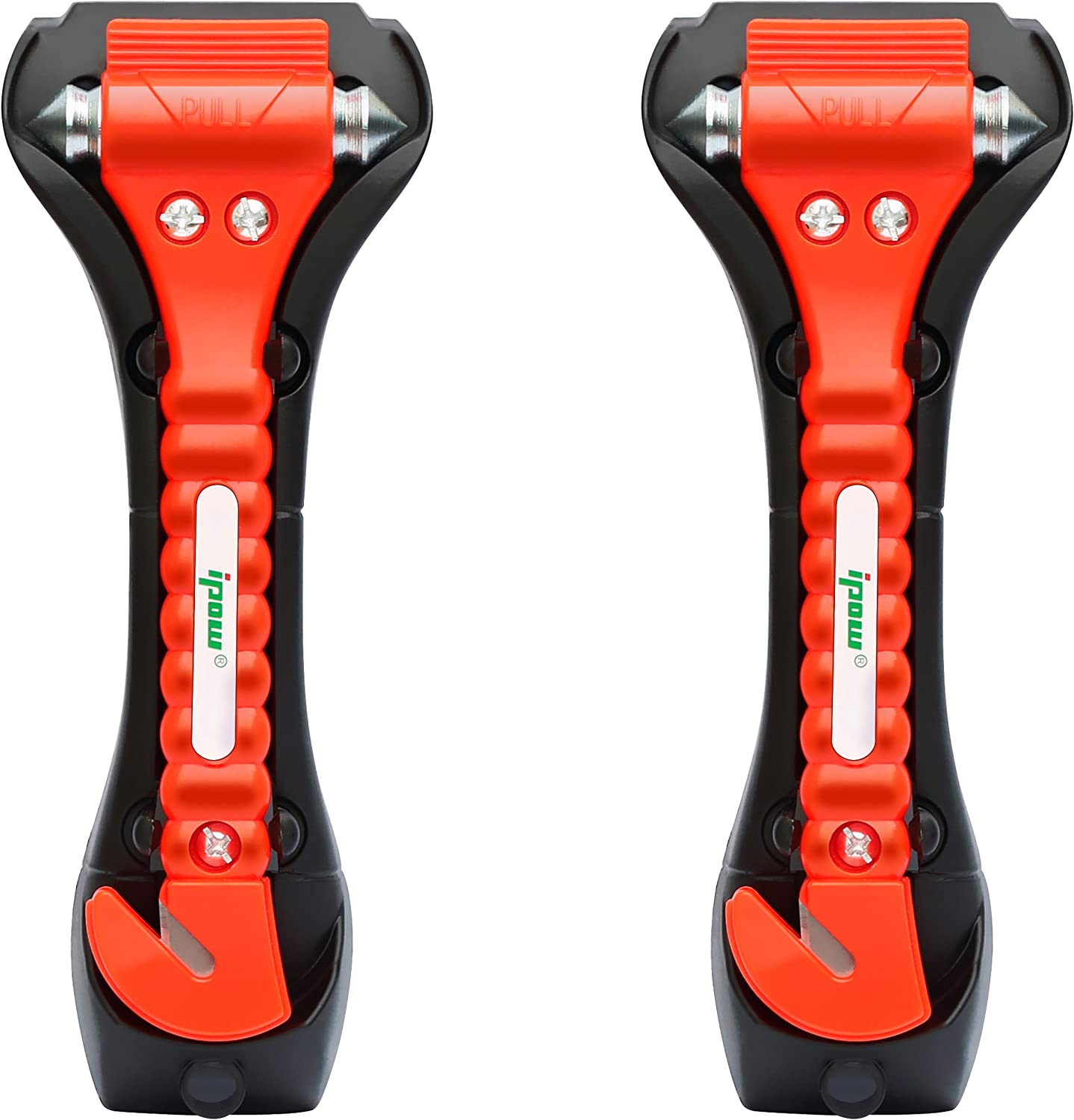 2 PCS High Carbon Steel Hard IPOW Car Safety Hammer Escape Tool with Antiskid Seatbelt Cutter, Life-Saving Emergency Glass/Window Punch Breaker Auto Rescue Disaster Hammer image number 4