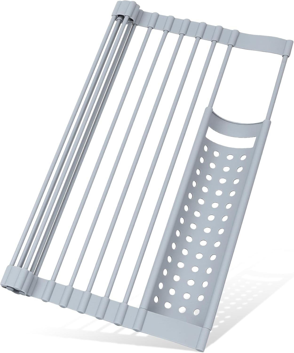 TITIROBA Dish Drying Rack, over the Sink, Foldable, Dishes, Tray Included, Compact, Silicone, Rust-Free, Space Saving, Kitchen, Sink Dish Drying Rack, Wide, 16.5 X 12.6 Inches (42 X 32 Cm), Off-White