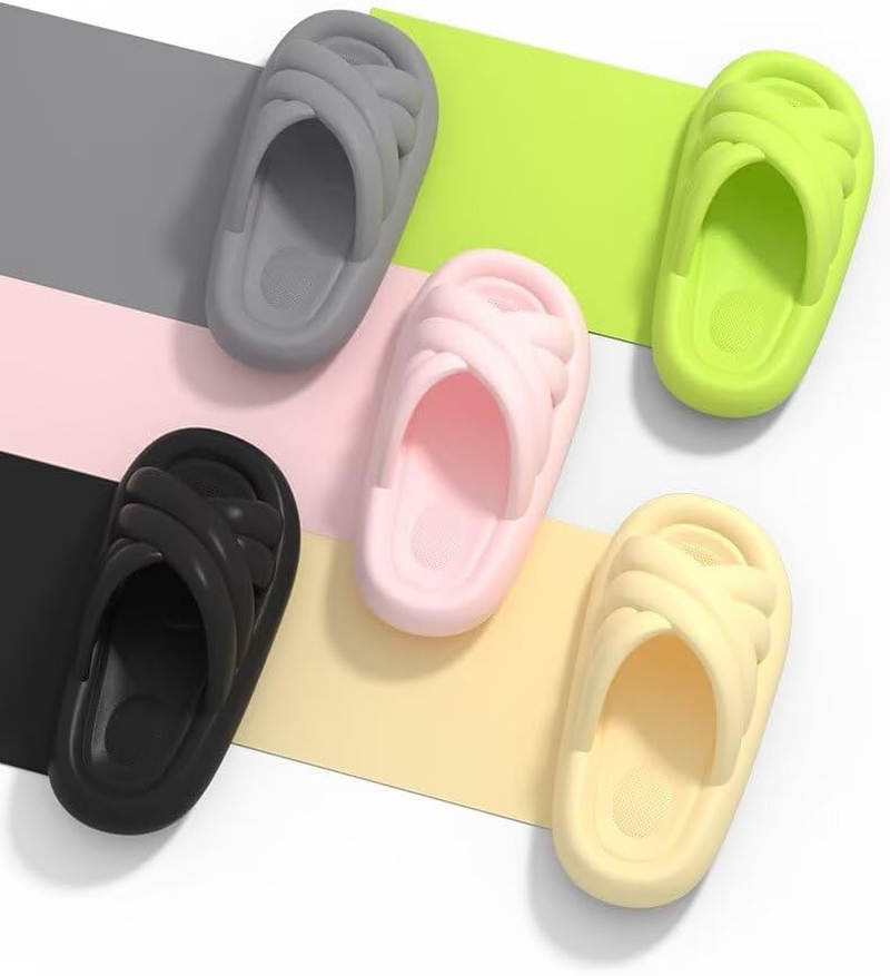Pillow Slippers for Women and Men Non Slip Quick Drying Shower Slides Bathroom Sandals ，Ultra Cushion ，Thick Sole（Size：40-41，Green） 06 image number 2