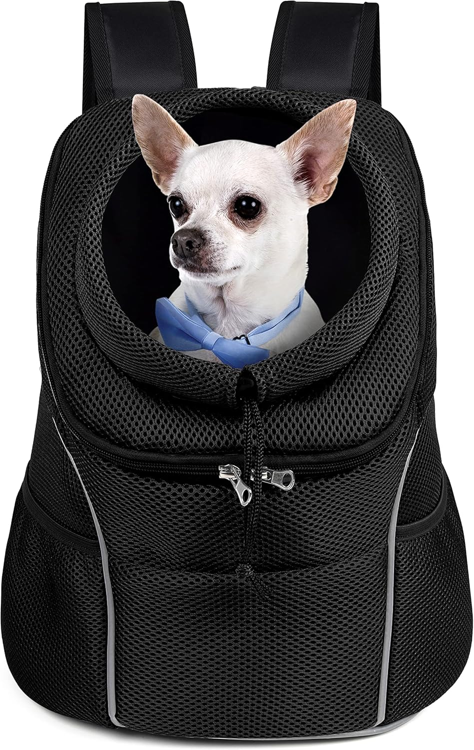 WOYYHO Pet Dog Carrier Backpack, Small Dog Front Backpack Ventilated Dog Carrier Back Pack with Storage Pockets, Adjustable Straps & Safety Belt for Travel Hiking Outdoor (Size S: 2-4.5 Lbs, Black)
