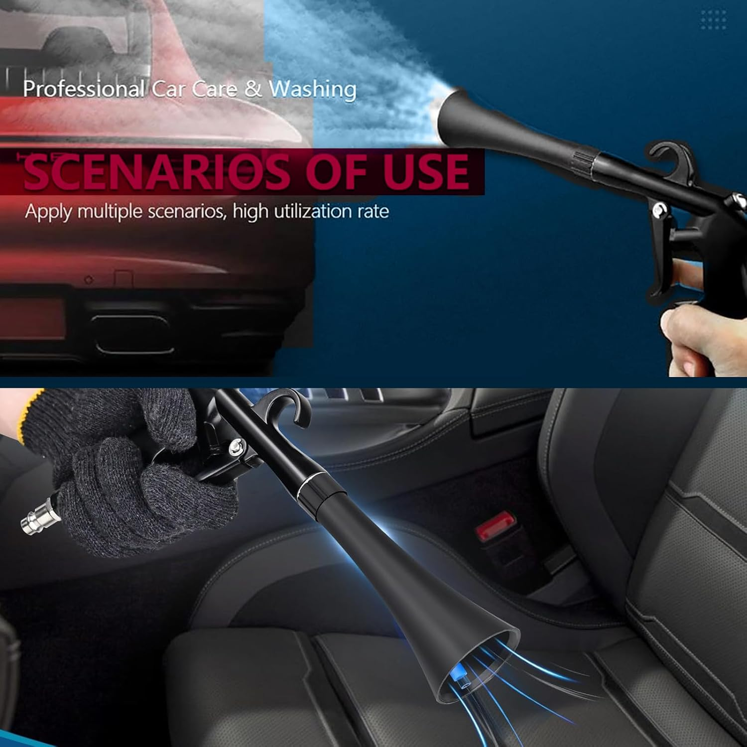 Tornado Dry Cleaning Gun with 3 Connectors, Car Cleaning Gun Detailing Interior Dryer Air Blow Gun, Air Nozzle Blow Gun for Dust Cleaning Car Detailing image number 3