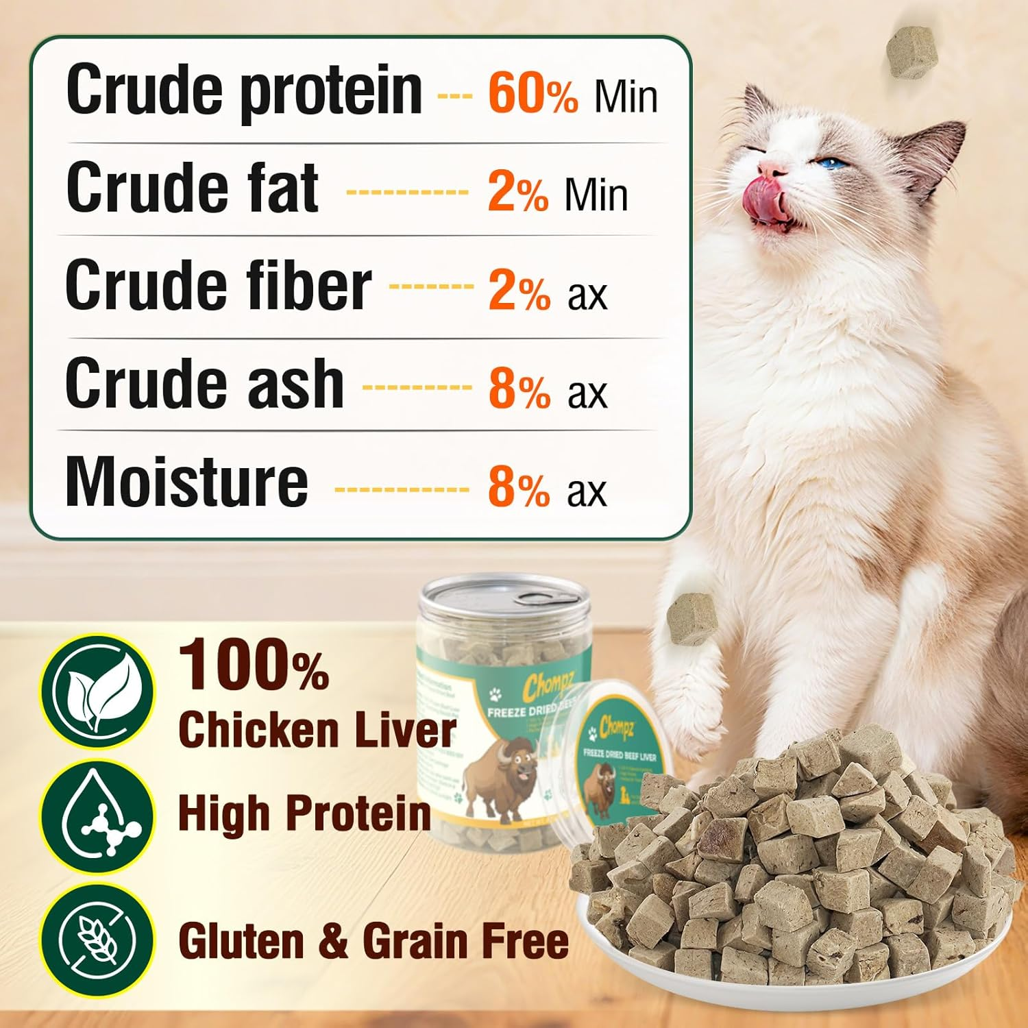 Freeze-Dried Beef Liver Treats for Dogs & Cats, Healthy Pet Training Treats or Food Topper, Single Ingredient High-Protein 4.23Oz image number 5
