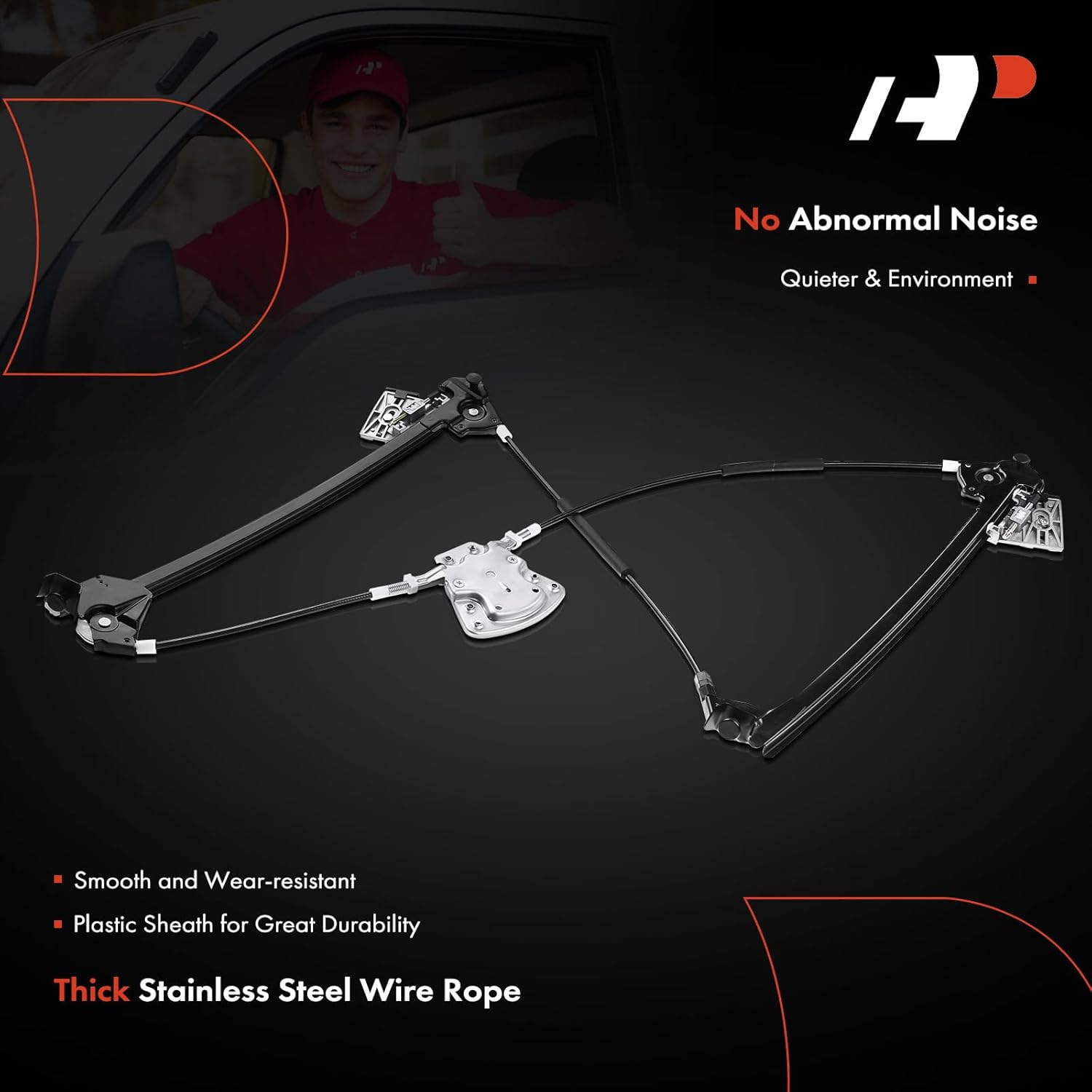 A-Premium Power Electric Window Regulator without Motor Compatible with Porsche 911 1999-2005 Front Right Passenger Side image number 4