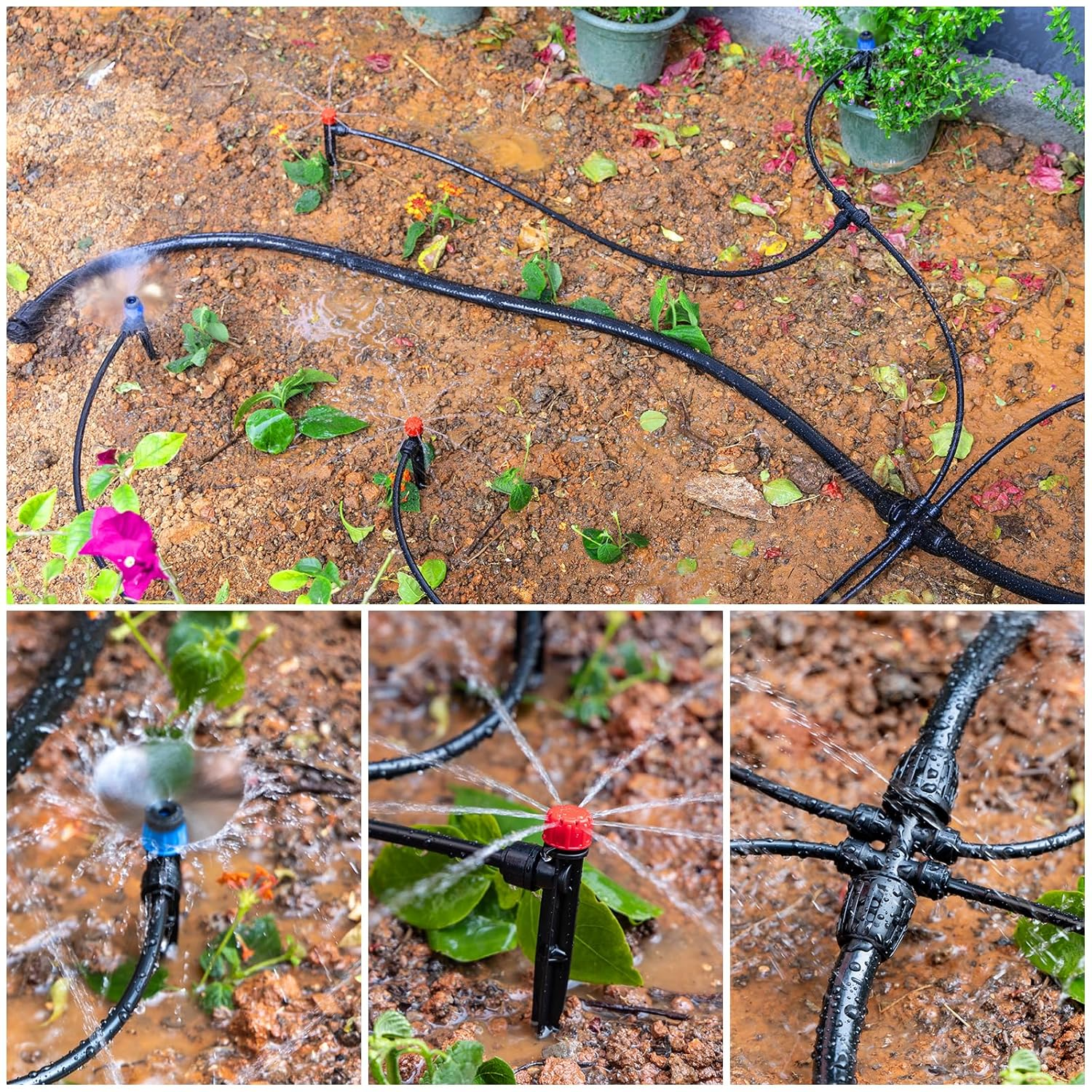 Maotong 240FT Drip Irrigation System Kit New Quick-Connect, Automatic Garden Watering Misting System for Greenhouse, Yard, Lawn, Plant with 1/2 Inch Hose 1/4 Inch Distribution Tubing and Accessories image number 3