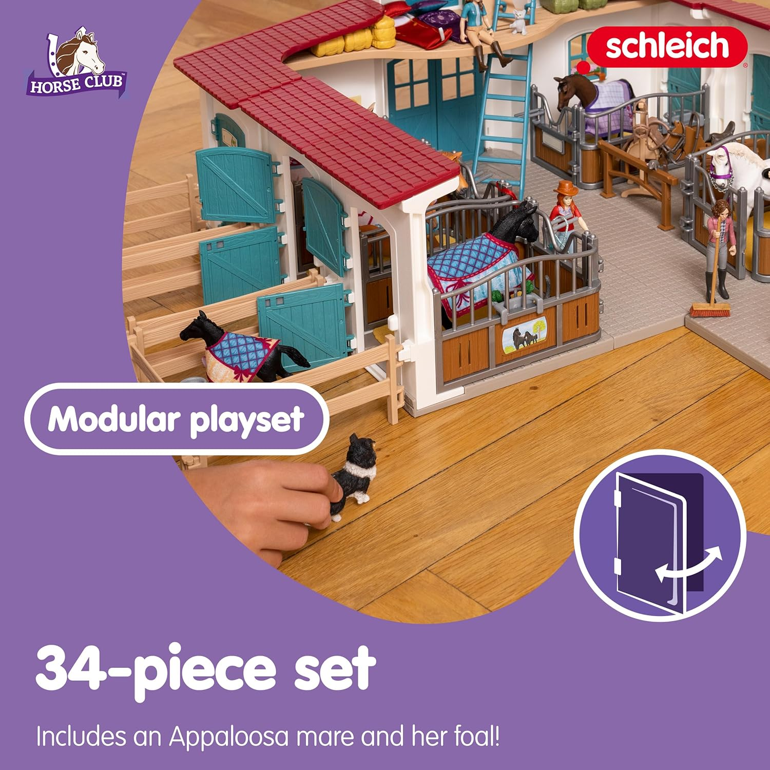 Schleich Horse Club Horse Box with Mare and Foal Playset image number 6
