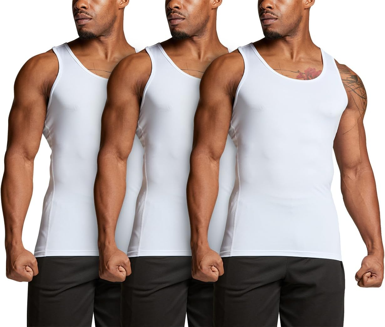 TSLA Men'S Athletic Compression Sleeveless Tank Top, Cool Dry Sports Running Basketball Workout Base Layer MUN24-WHZ Small image number 1