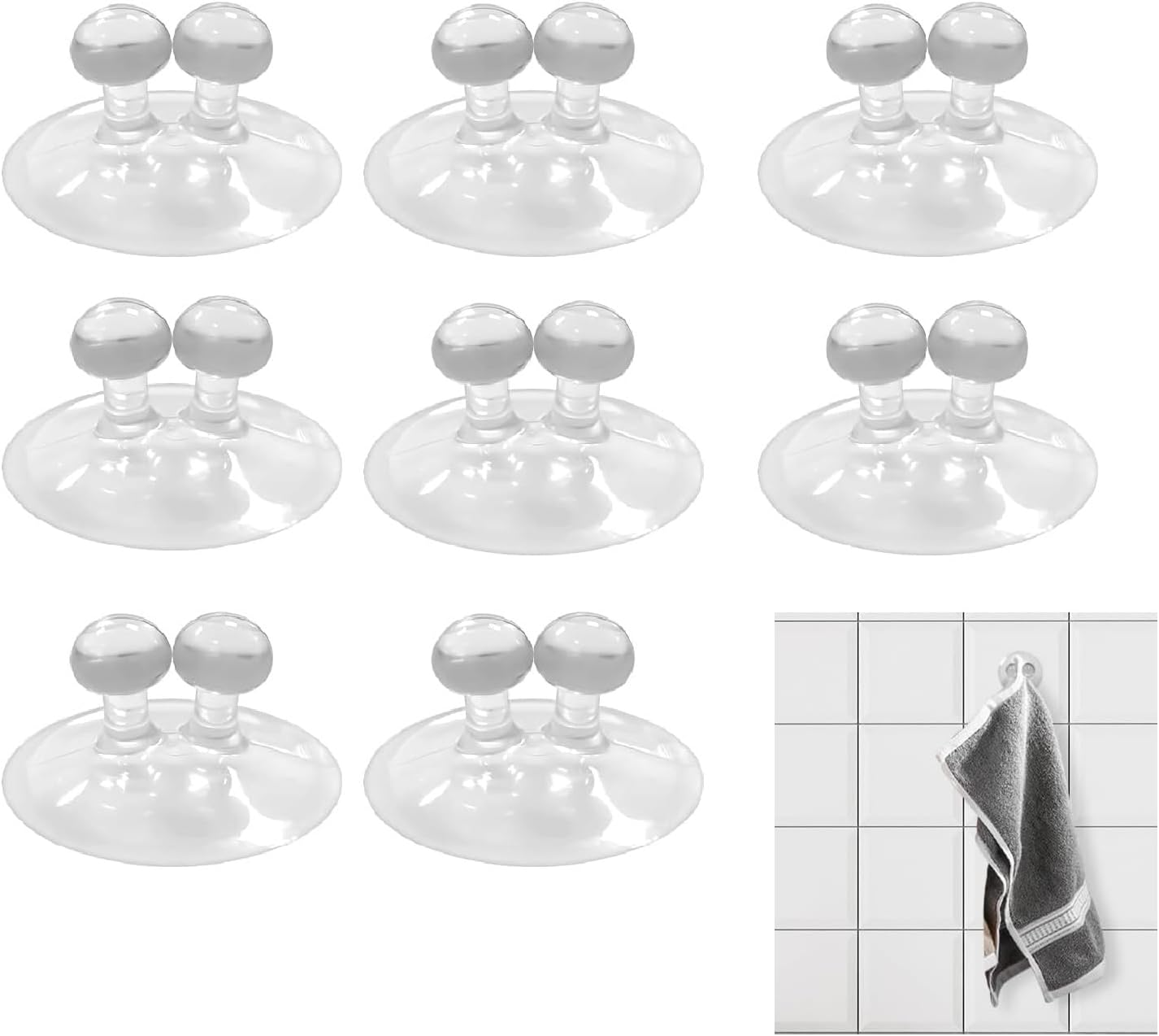 8 PCS Multi-Function Hook for Wall Hanging in Bathroom, Waterproof Toothbrush Holders, Wall Mounted Razor Holder for Shower, Self Adhesive Towel Hook, Bathroom Kitchen Office Accessories image number 1