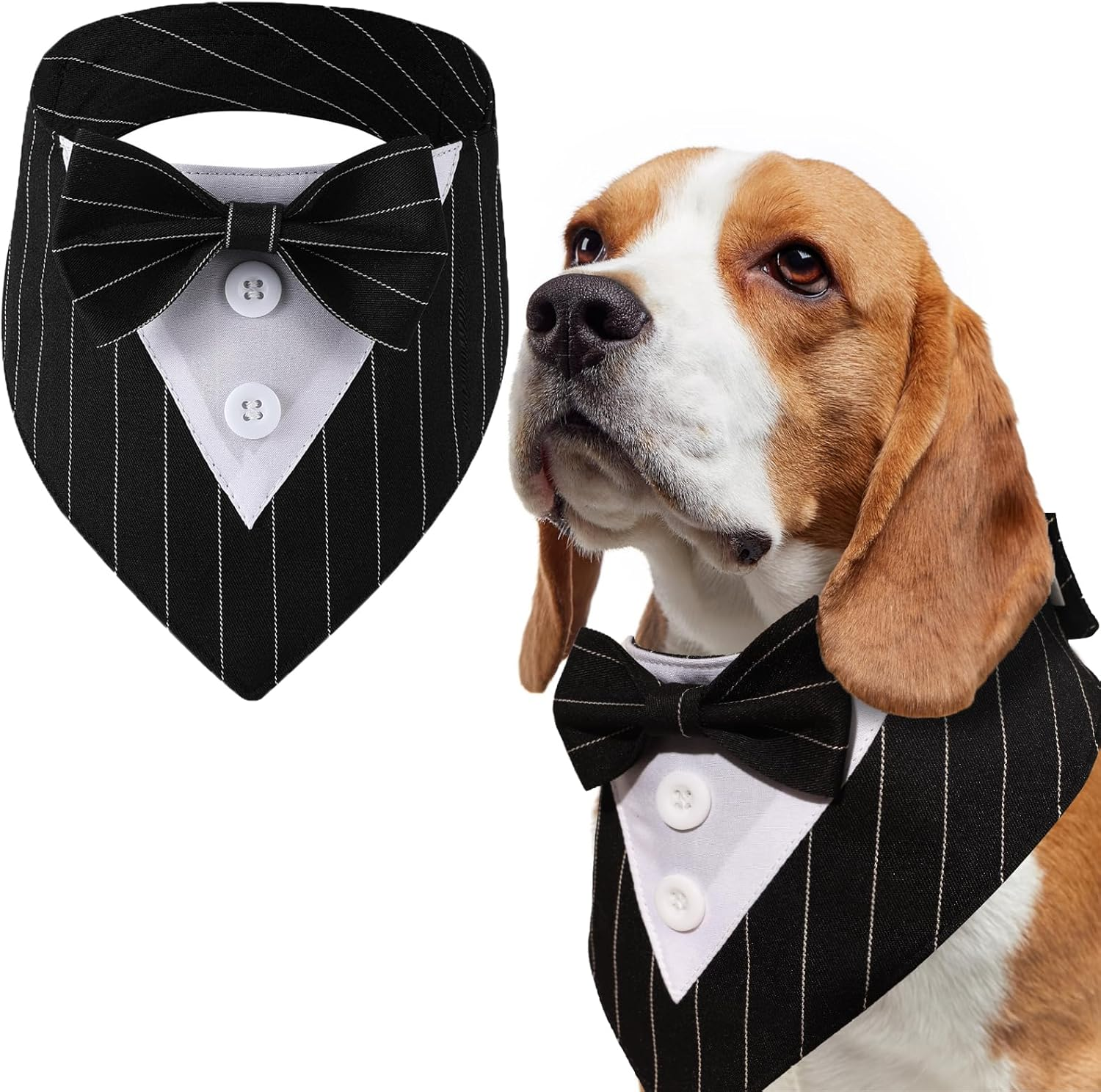 Liebedd Neckerchief Dog, Bow Tie, Dog Pet Triangular Scarf, Dog Tuxedo Bandana, Adjustable Dog Costume, Headscarves, Formal Dog Wedding Outfit for Birthday Party