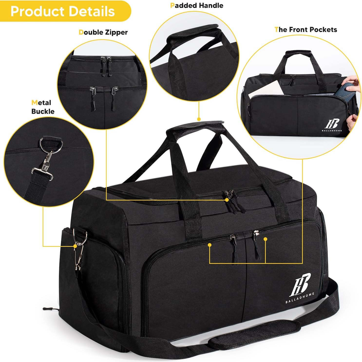 Gym Bag for Men Women Sports Gym Bag with Shoe Compartment and Wet Pocket Gym Duffel Bag Travel Bag Training Bag Weekender Bag for Sport Fitness Travel - Grey image number 5