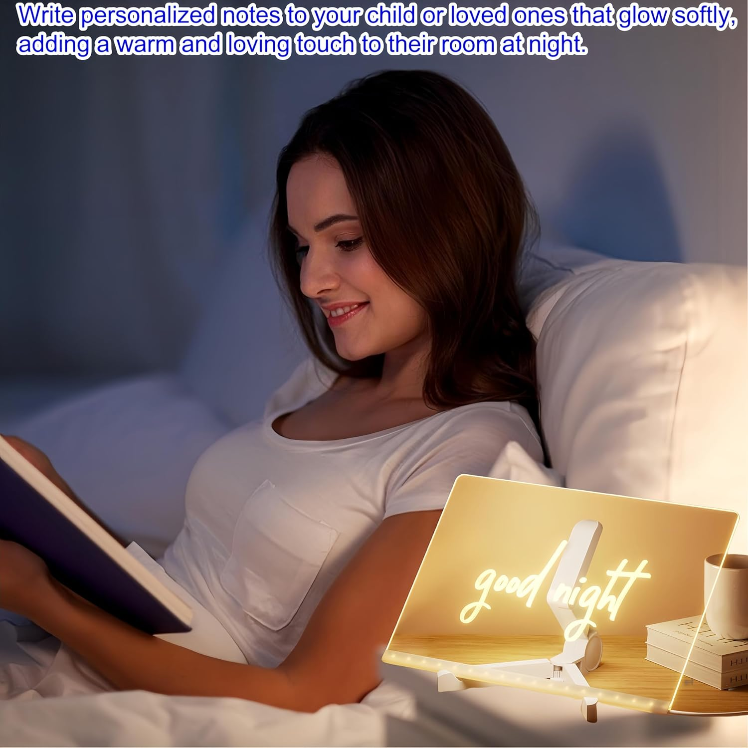 Febohao Led Acrylic Board Light up Drawing Board Noteboard with Colors Dry Erase Board with 7 Pens (11.8 X7.9 In) image number 3