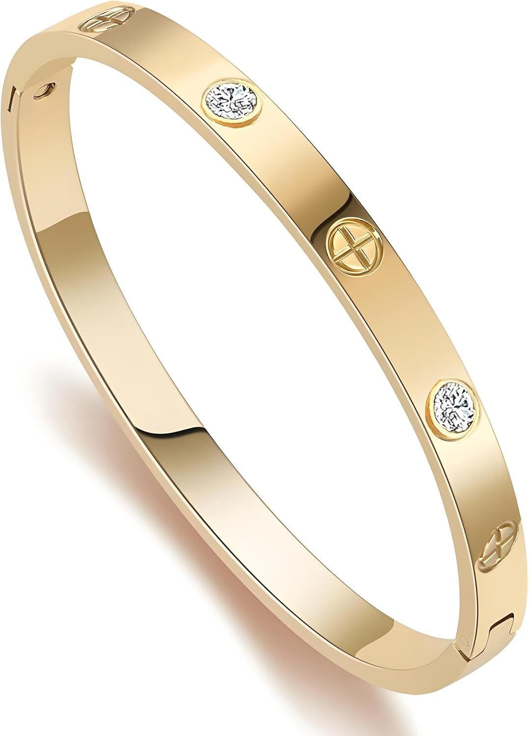 Gold Bracelets for Women 14K Gold Plated Friendship Love Bangle Bracelets Cubic Zirconia Stainless Steel Bracelet Jewelry Christmas Valentines Birthday Gifts for Women image number 6