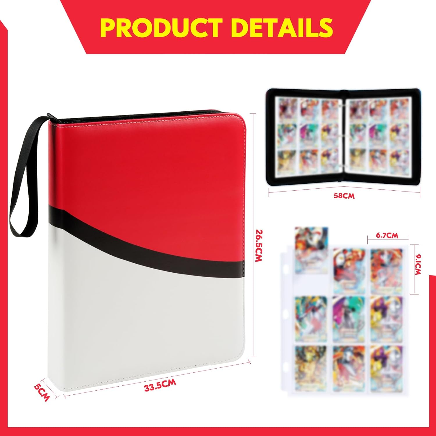 900 Pockets Card Binder, 9 Pocket Trading Card Holder, Cards Albums with 50 Removable Sleeves, Card Binder for 900 Cards image number 1