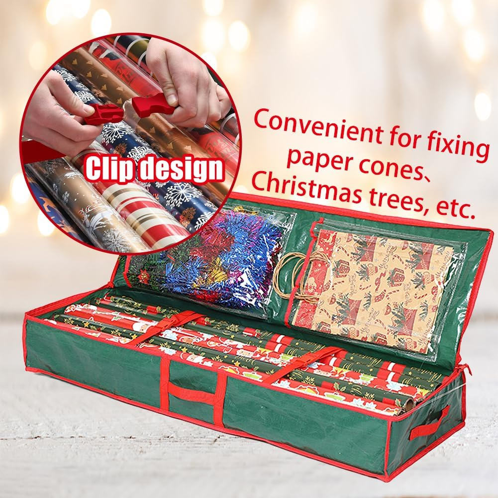 Geli Christmas Tree Storage Bag - Extra Large, Gift Wrapping Paper Storage Container,Tree Bags with Zipper and Handle for Holiday and Xmas Decor Organization - Red image number 4