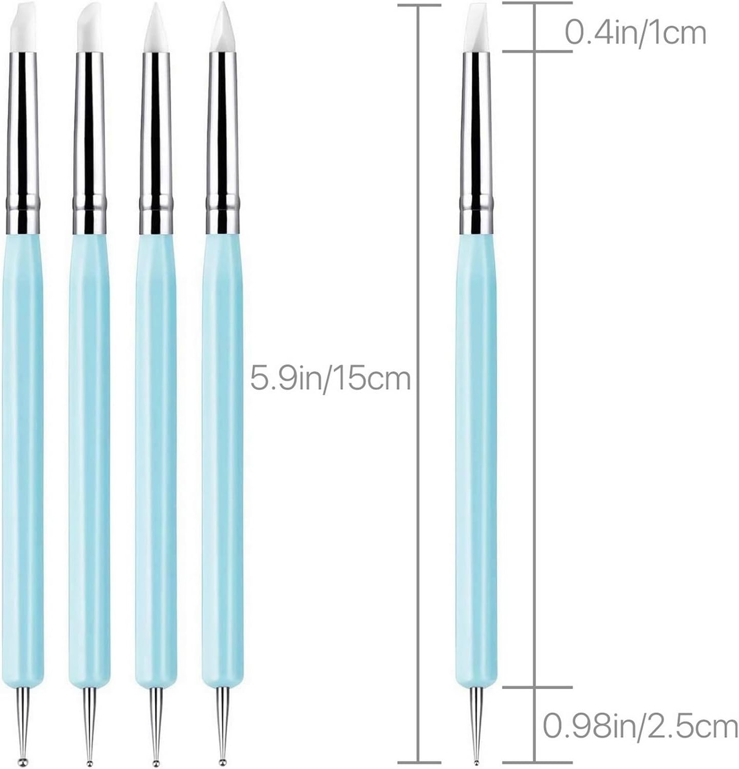 VANANA 10 PCS Silicone Polymer Clay Sculpting Tool Pen Rubber Tip Color Shaping Wipe Out Carving Pen Brush Modeling Dotting Tool Pottery Craft