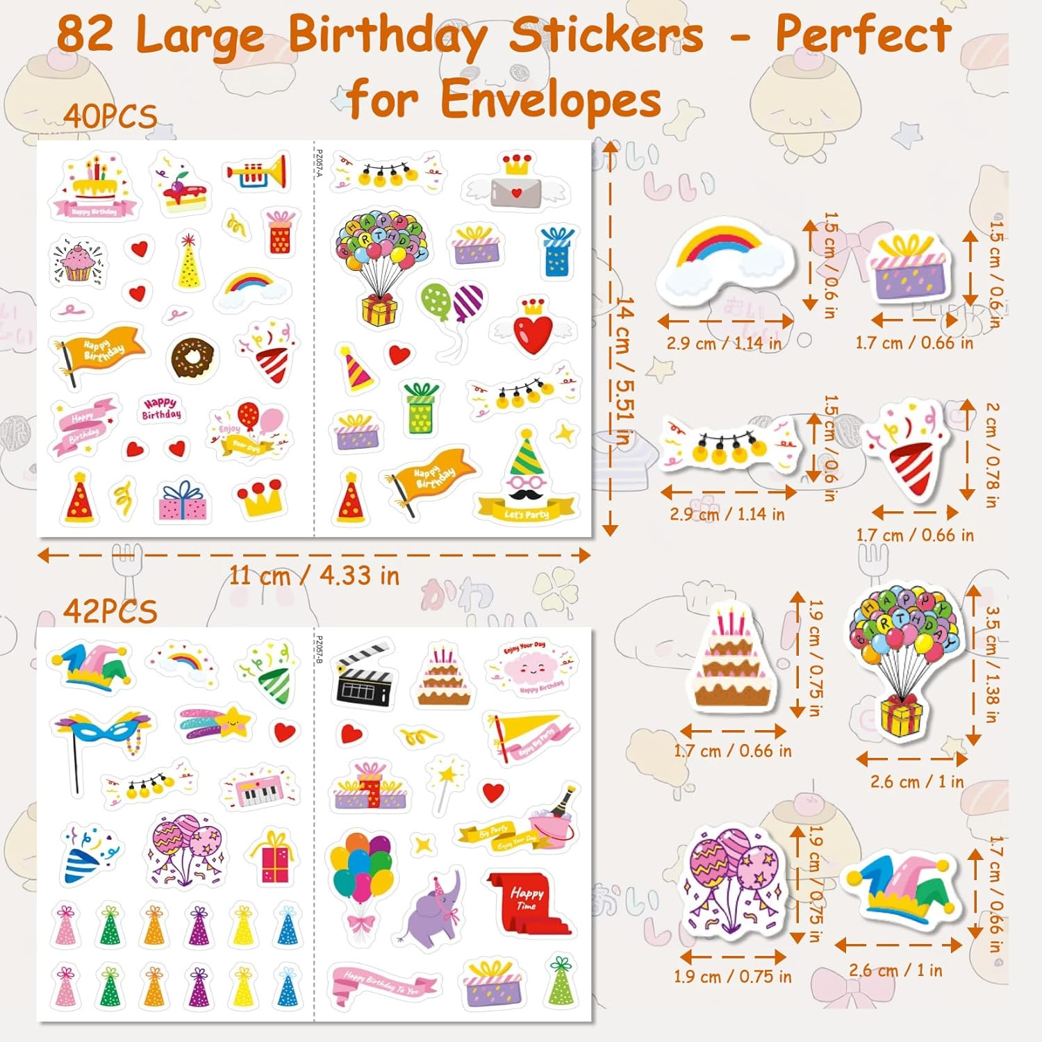 16Pcs Birthday Party Invitations with Envelopes＆ Stickers Set, 5 "X7" Cake Birthday Party Invitation for Boys and Girls, Celebration Invitation for Teenagers, Balloon Gift Box with Birthday Hat and Cake Celebration Decoration