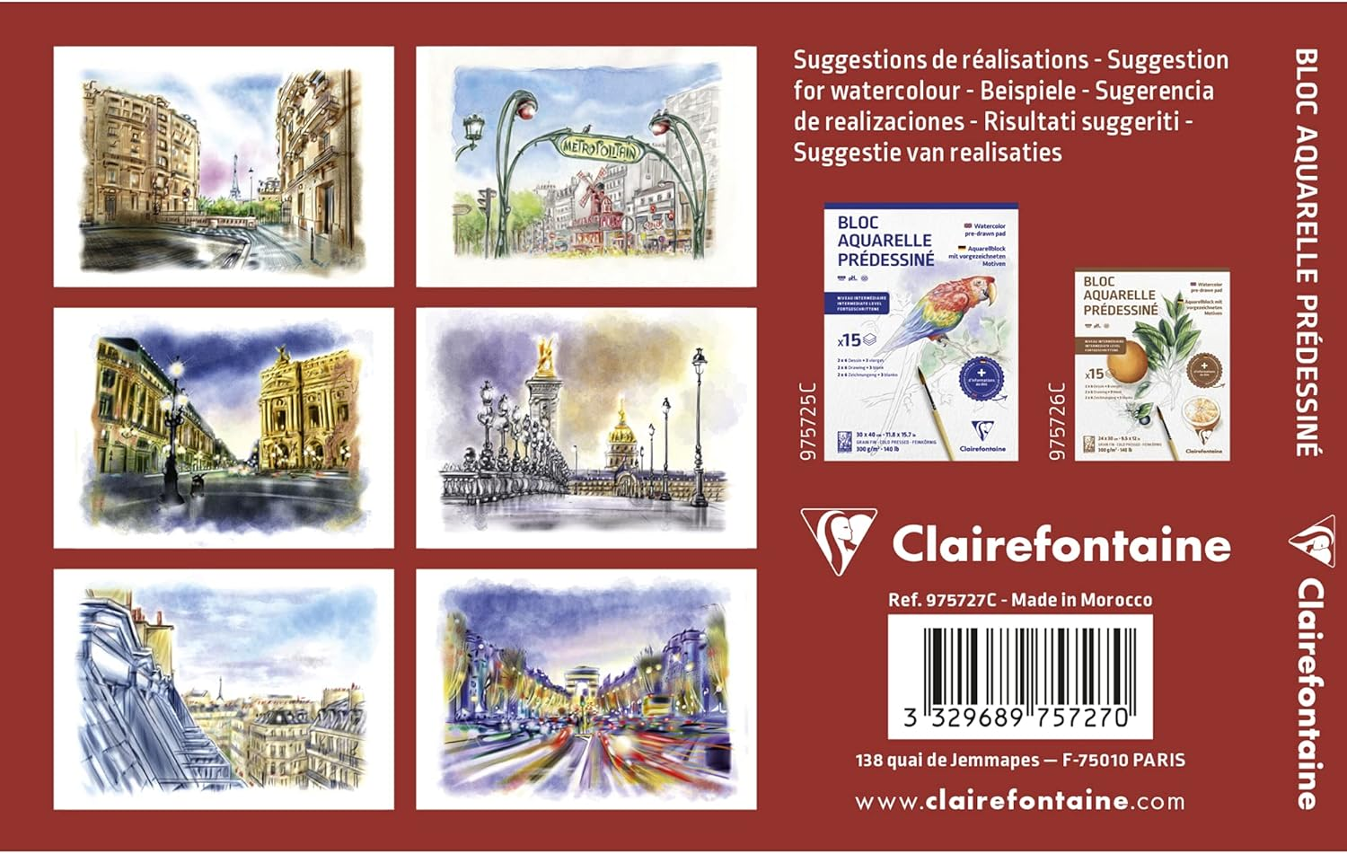 Clairefontaine Etival Watercolour Learning Pad, Cityscapes, 10 X 15 Cm