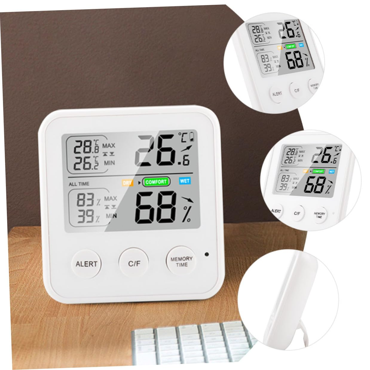 COHEALI High Accuracy Digital Indoor Thermohygrometer Multifunctional Temperature and Humidity Monitor for Home Office Nursery with Easy-Read Display and Calendar Timer