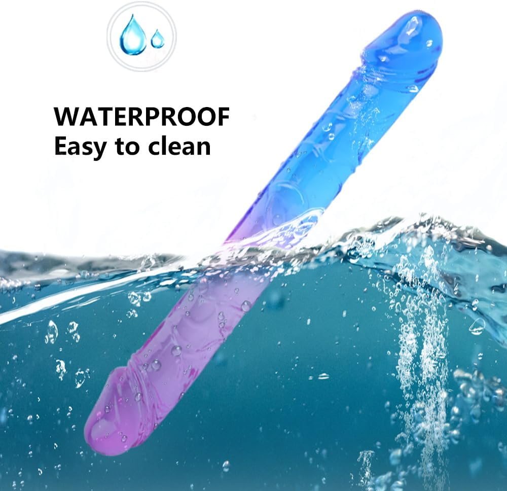 44Cm/17.32Inch Realistic Double Head Dildo Resistant Tool Comfortable Resistant Waterproof Flexible for Women Fitness - Purple & Blue Colour (Colorful) image number 2