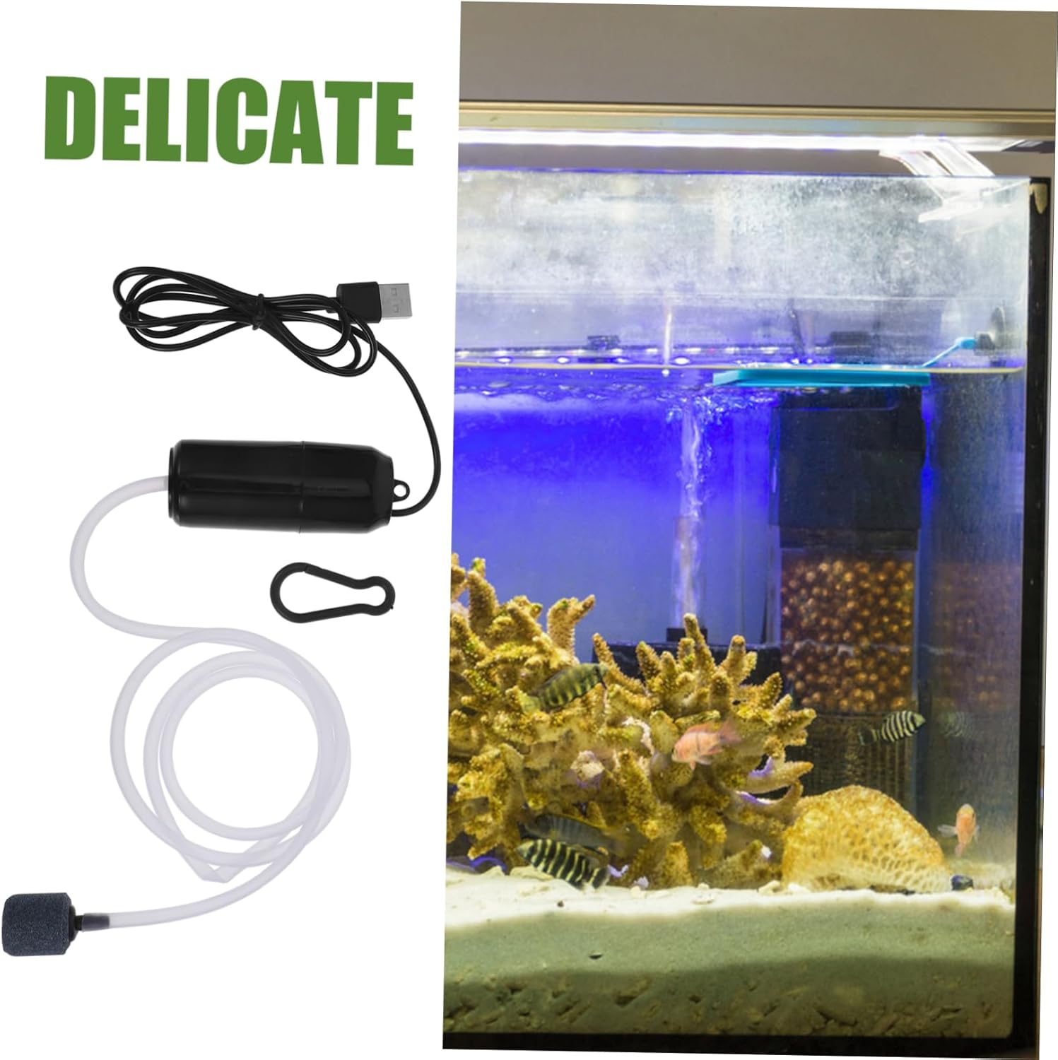 Ipetboom Small USB Aquarium Air Pump Portable Oxygen Aerator Plastic Fish Tank Accessory Quiet Operation for Home and Outdoor Fishing Supplies image number 4