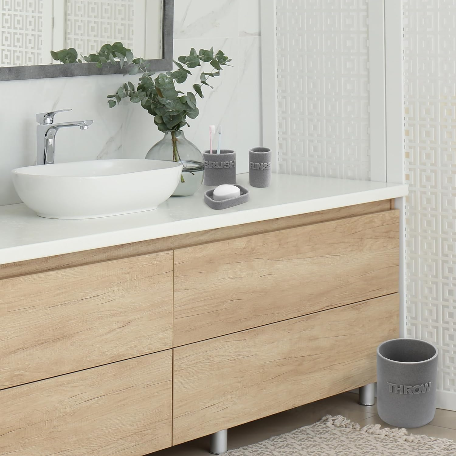 Splash Home Wash Bathroom Tumbler, Medium, Grey image number 3