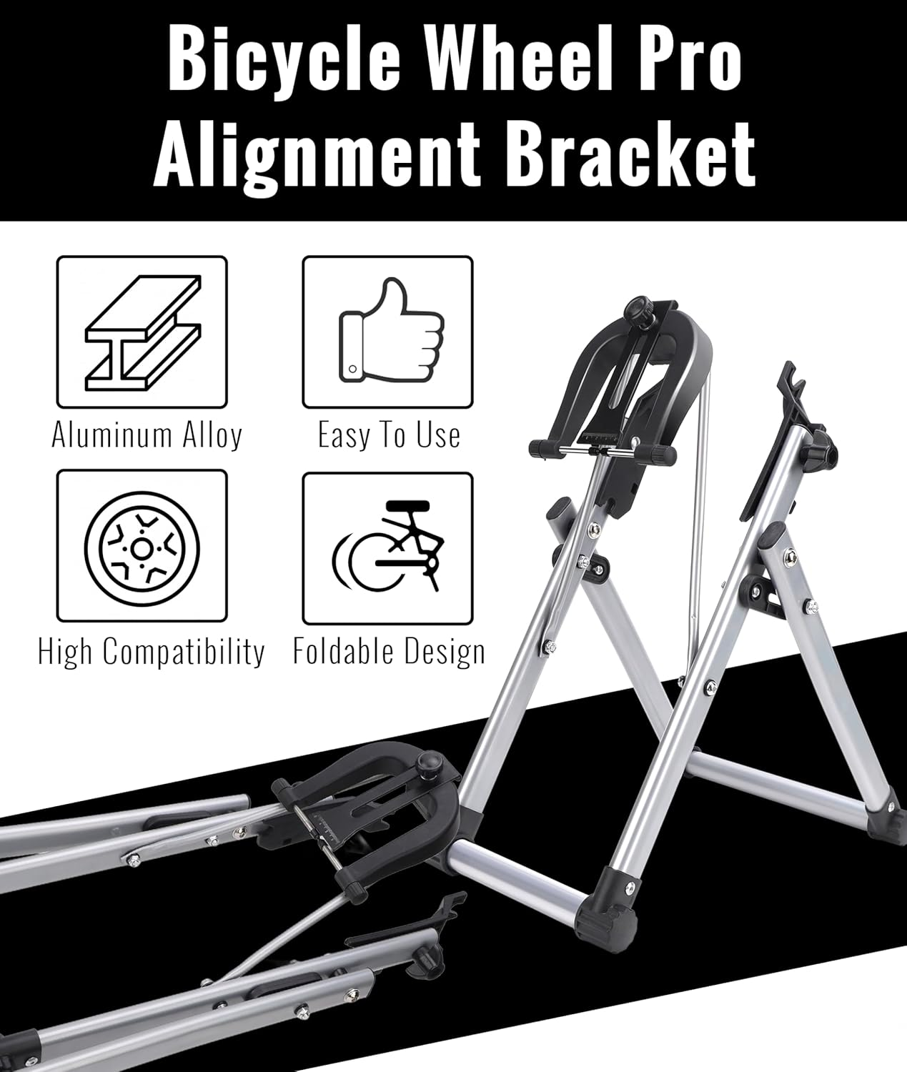 Gugxiom Wheel Pro Alignment Bracket, Aluminum Foldable Portable Wheel Balancer for 100MM Front Hub Drive, 135MM Rear Hub Drive. image number 3
