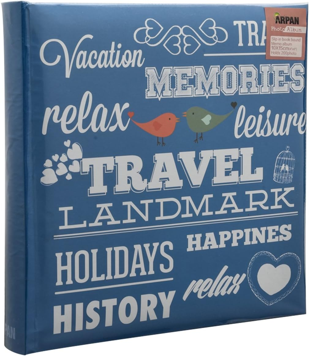 6" X 4" 200 Photos Large Slip in Photo Album Special Blue Memo Book - with Index Page/Dvd Pockets image number 5