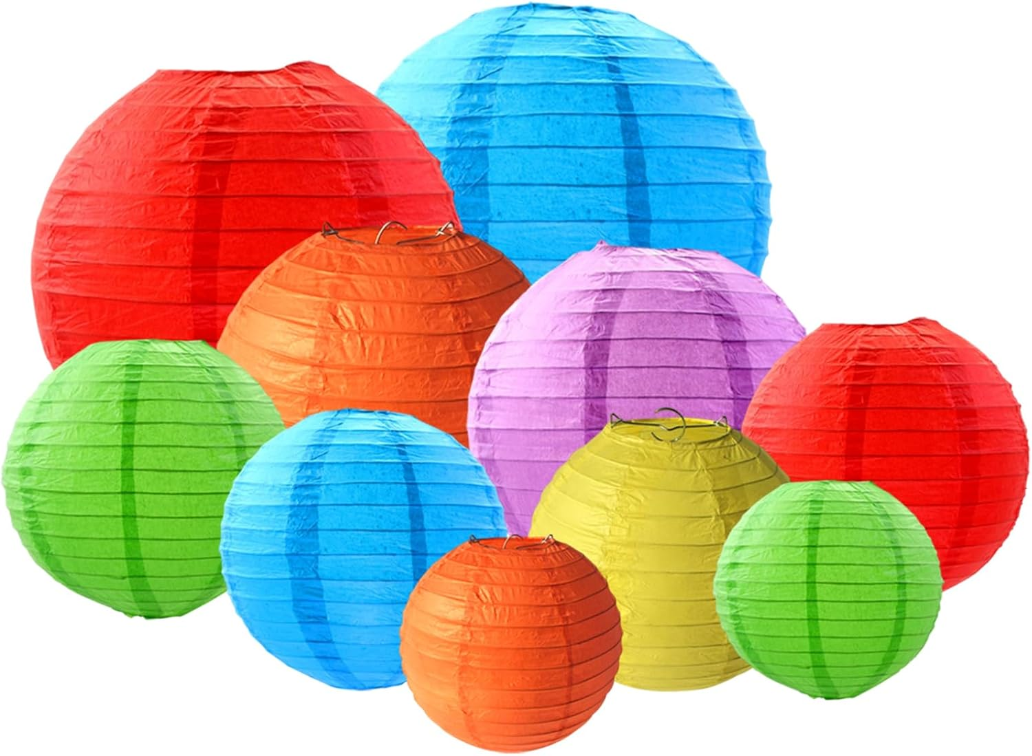 Dcsfadq Lanterns Colourful Set, 10 Pieces Rainbow Paper Lanterns Hanging Decoration, Paper Lanterns for Garden Party Decoration Wedding Birthday Festival Party Decoration image number 2