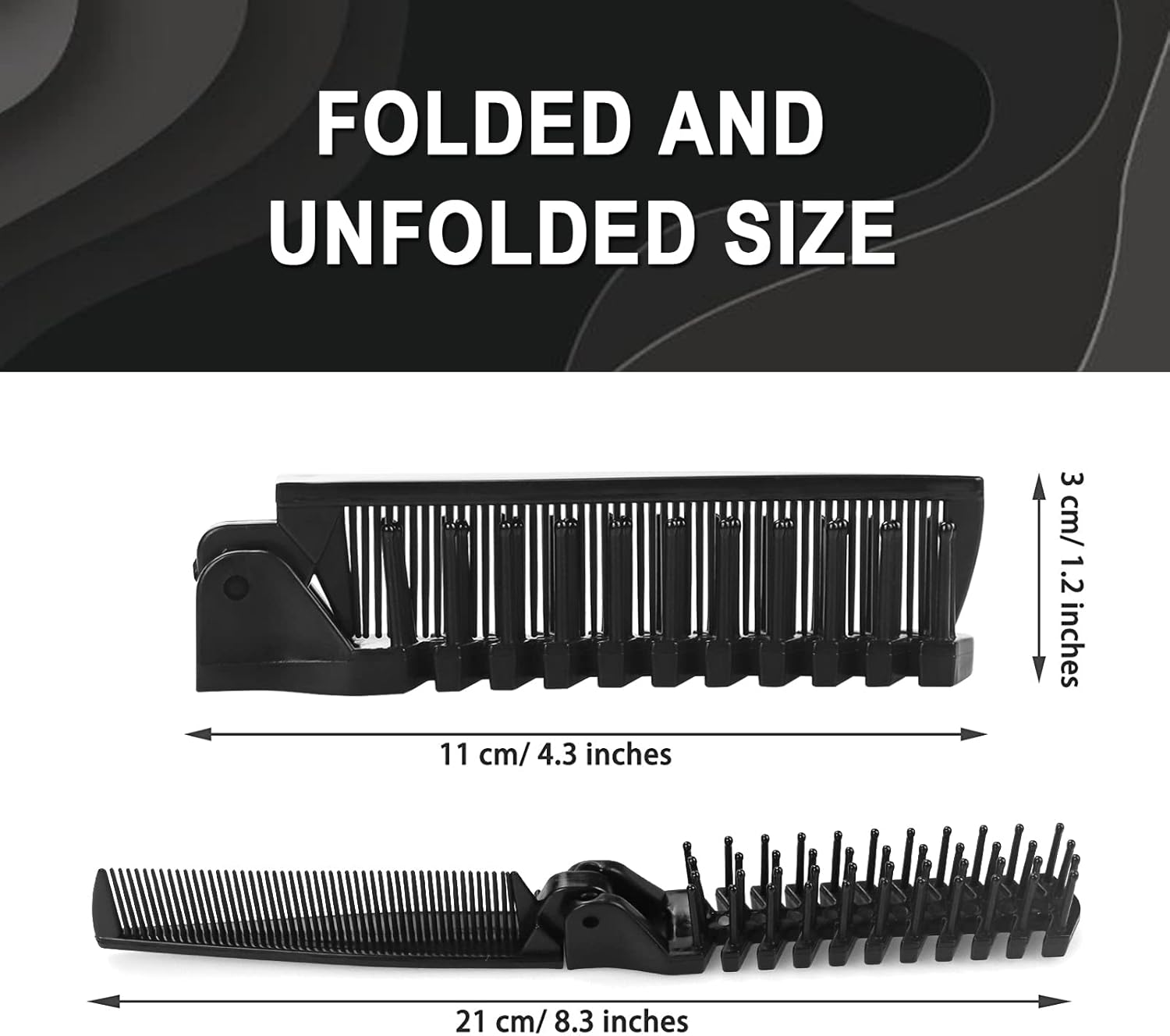 Foldable Combs in Bulk Individually Wrapped, Travel Pocket Hair Comb, Folding Hair Brush Double Headed, Brush Comb Styling Tool for Men Women Combs, Black (One Size, 10, Count) image number 1