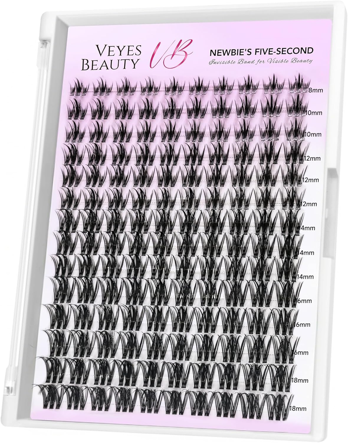 VEYESBEAUTY Lash Clusters Eyelash Extensions Thin & Invisible Band DIY Individual False Eyelashes Newbie'S Five-Second Series Wispy Lash Tray for Self-Application, Camellia Lashes 8-18Mm Mixed Length image number 2