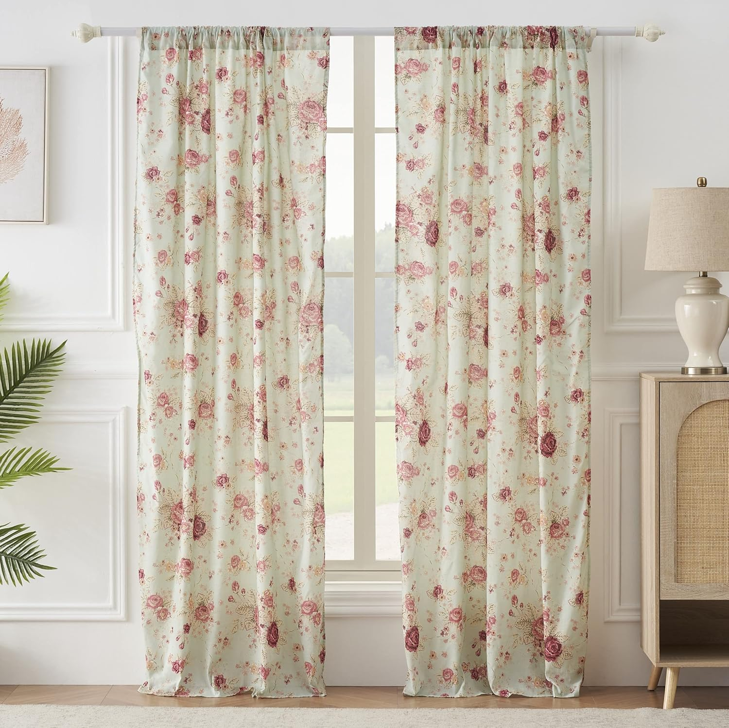 Greenland Home Antique Rose 100% Cotton Curtain Panel Pair, 42 W X 84 L Inches Each, Set of 2 - Blue image number 4