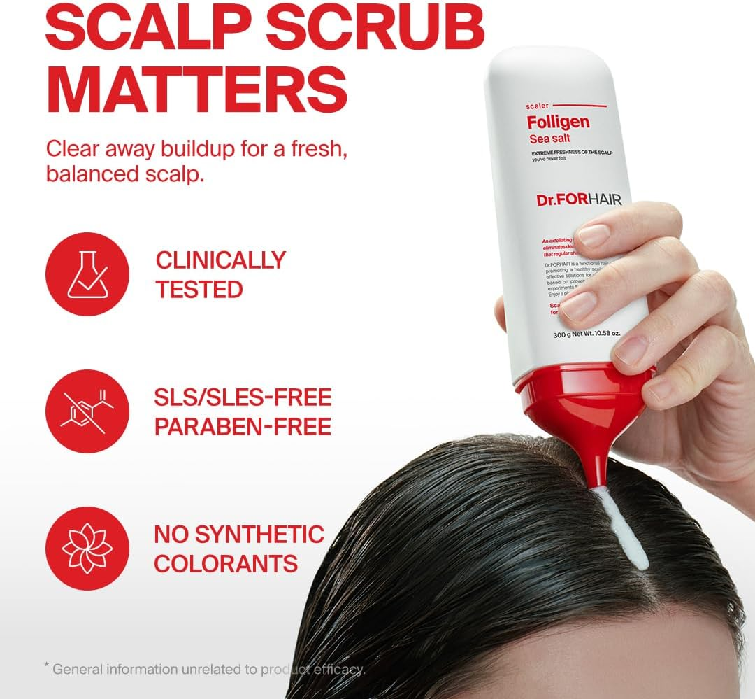 Dr.Forhair Folligen Sea Salt Scaler Scalp Scrub (10.5Oz) | 45% Sea Salt | Exfoliate Hair Deep Cleansing Excess Sebum Oily Greasy Hair | Dry Flaky Itchy Treatment (No Parabens, Silicone, Sulfates) image number 2