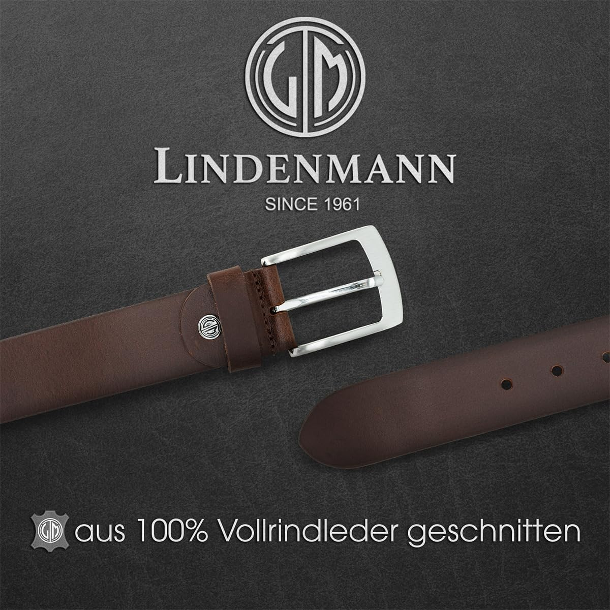 LINDENMANN Volllederg&uuml;rtel Aus B&uuml;ffelleder, 40 Mm Breit, K&uuml;rzbar, Jeans-G&uuml;rtel, XL, Dunkelbraun image number 3