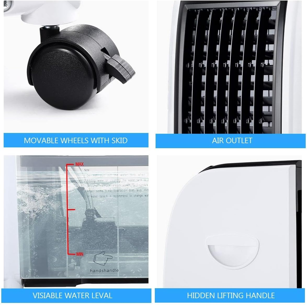 MAXKON 7L Portable Air Conditioner,Evaporative Air Cooler Fan with 3 Modes Black for Home, Office, Study Room, Shops