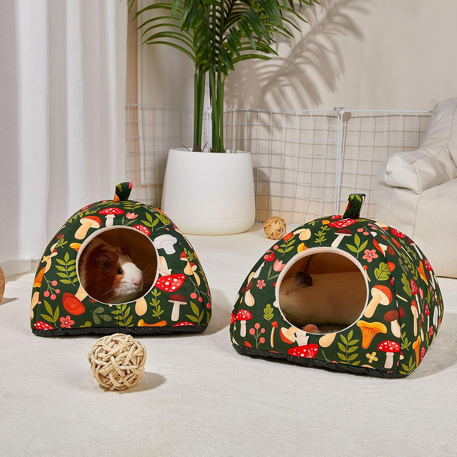 Hedgeink Guinea Pig Bed 2 Pack Hamster House with Soft Pads Washable Rabbit Hideout with Non-Slip Bottom Small Animal Hide Cage for Hedgehog Chinchilla Ferret image number 5