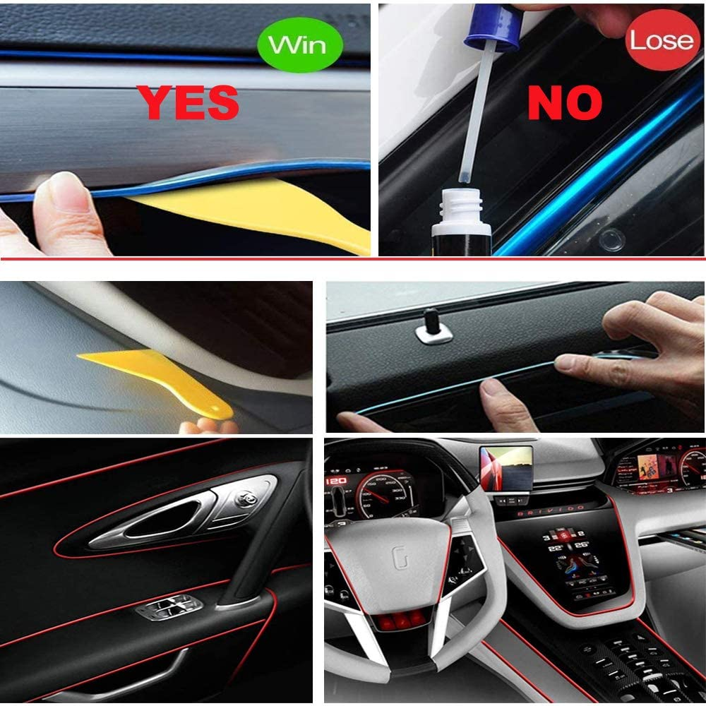 Maxlaxer El Wire Blue Interior Car LED Strip Lights, 3M Neon Wire USB 5V with Fuse Protection for Automotive Car Interior Decoration with 6Mm Sewing Edge image number 2
