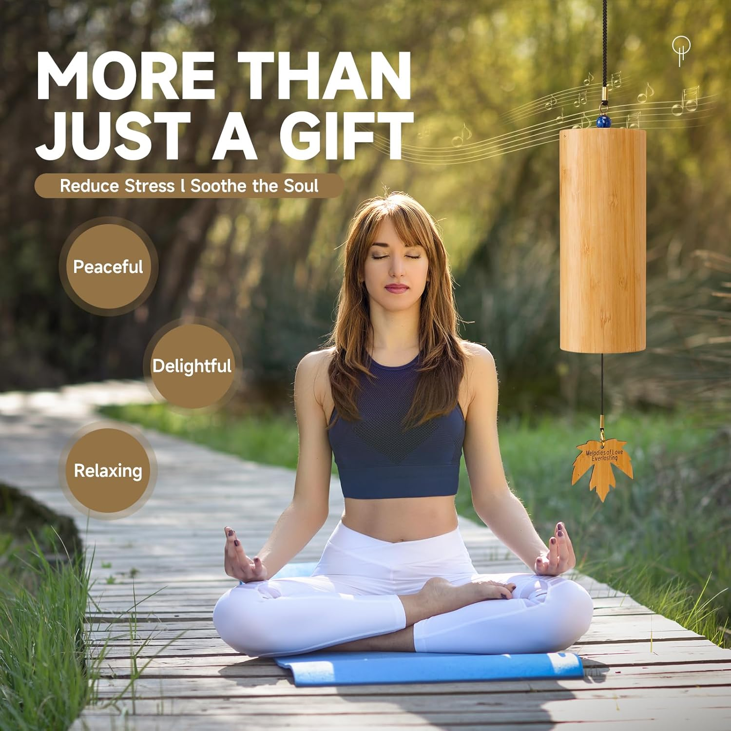 Ocarinawind Outdoor Bamboo Wind Chimes, Small Wooden Handcrafted Chimes with Calming Deep Tones & Natural Beautiful (C Major) Sound, Home Decor Gift Idea, Christmas Gift Idea image number 3