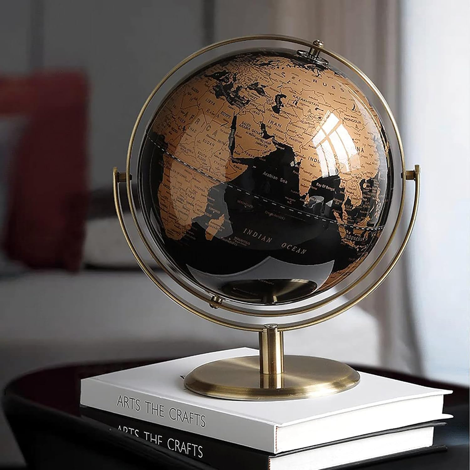 Luxurious Rotating World Globe with Stand&ndash;27Cm Desk Decorative for Home, Office, and Educational Use, 720&deg;Spinning for Geography Enthusiasts and Modern D&eacute;cor Lovers