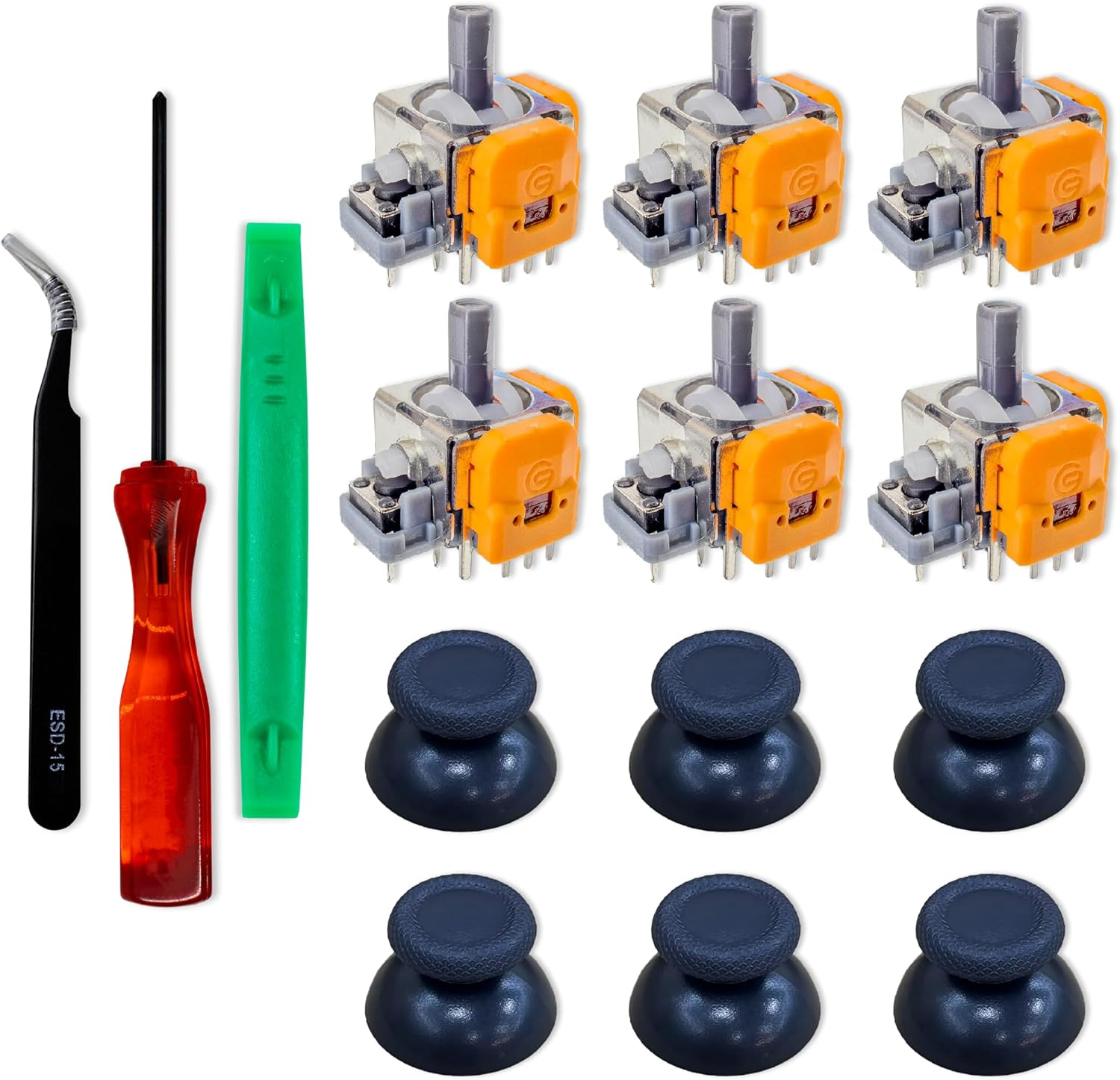 SOSS GAMING&reg; Hall Effect Joysticks UPGRADE Kit for Playstation 5 Dualsense Controllers - Fixes Stick Drift, Broken, and Loose Joysticks - 6 PACK