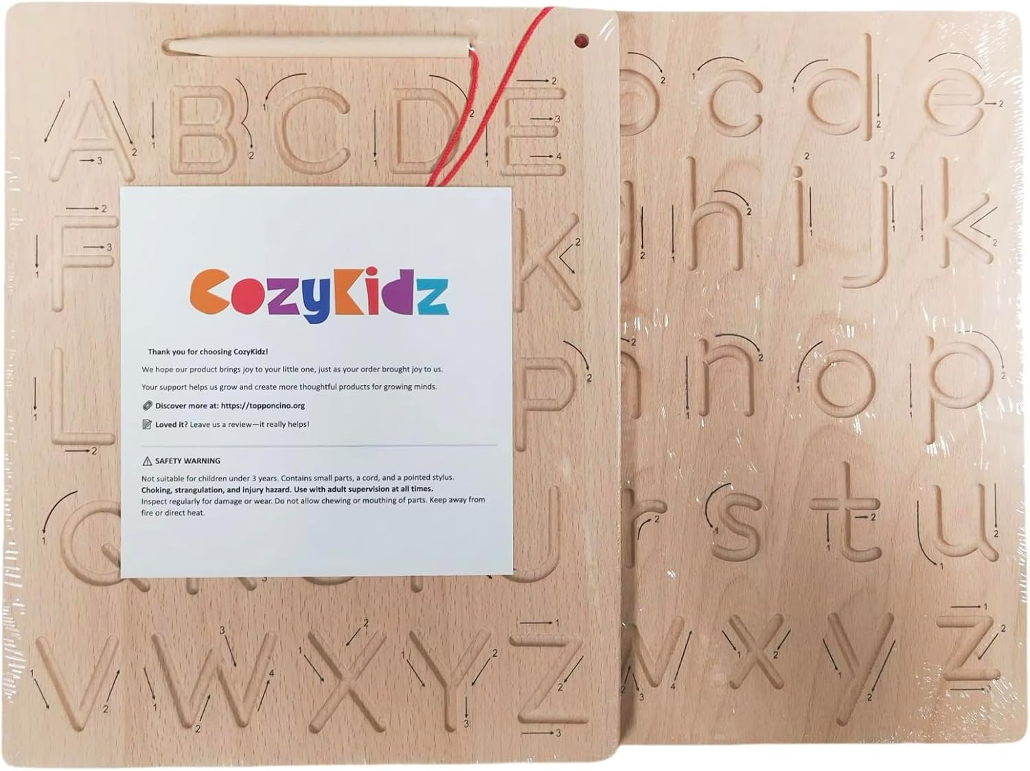 Double-Sided Wooden Alphabet Tracing Board &ndash; Uppercase & Lowercase Letters &ndash; Montessori ABC Learning Toy with Stylus &ndash; Fine Motor & Pre-Writing Skills for Toddlers & Preschoolers Ages 3+ image number 6