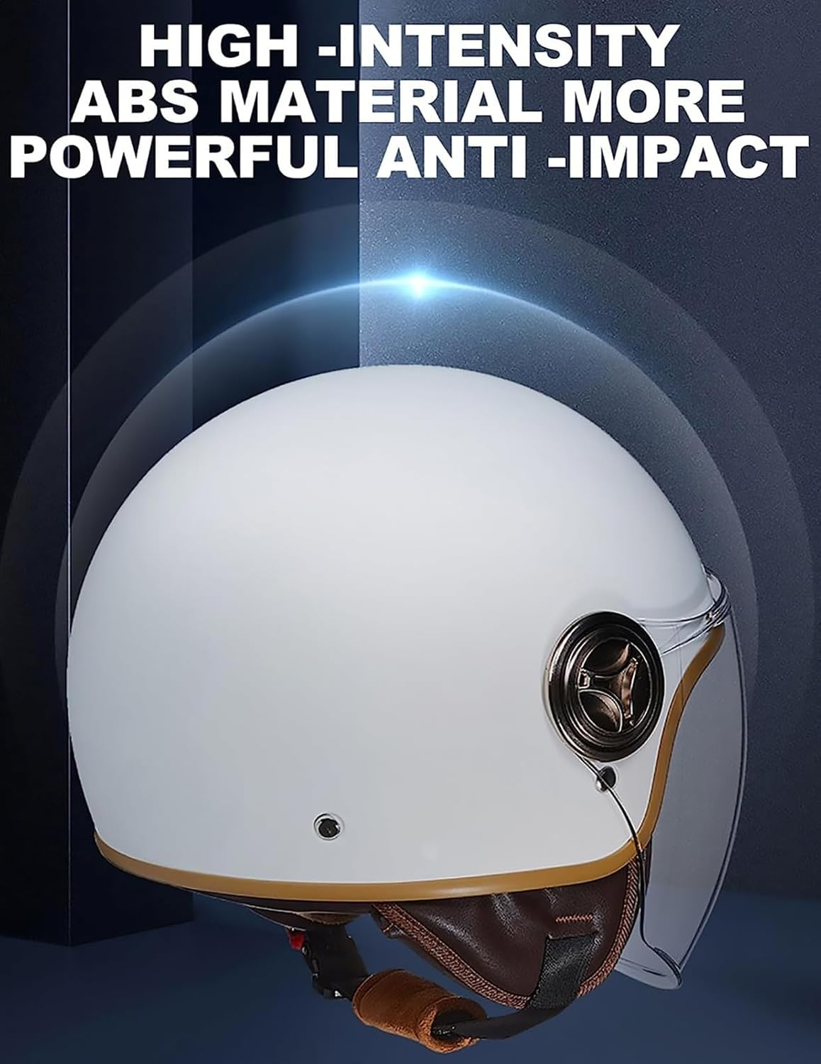 Open Face Helmet Adult Motorcycle Half Helmet with Sun Visor Moped Helmet Men'S Women'S Scooter Electric Motorcycles Helmets - ECE Approved B,54-61CM - D image number 3