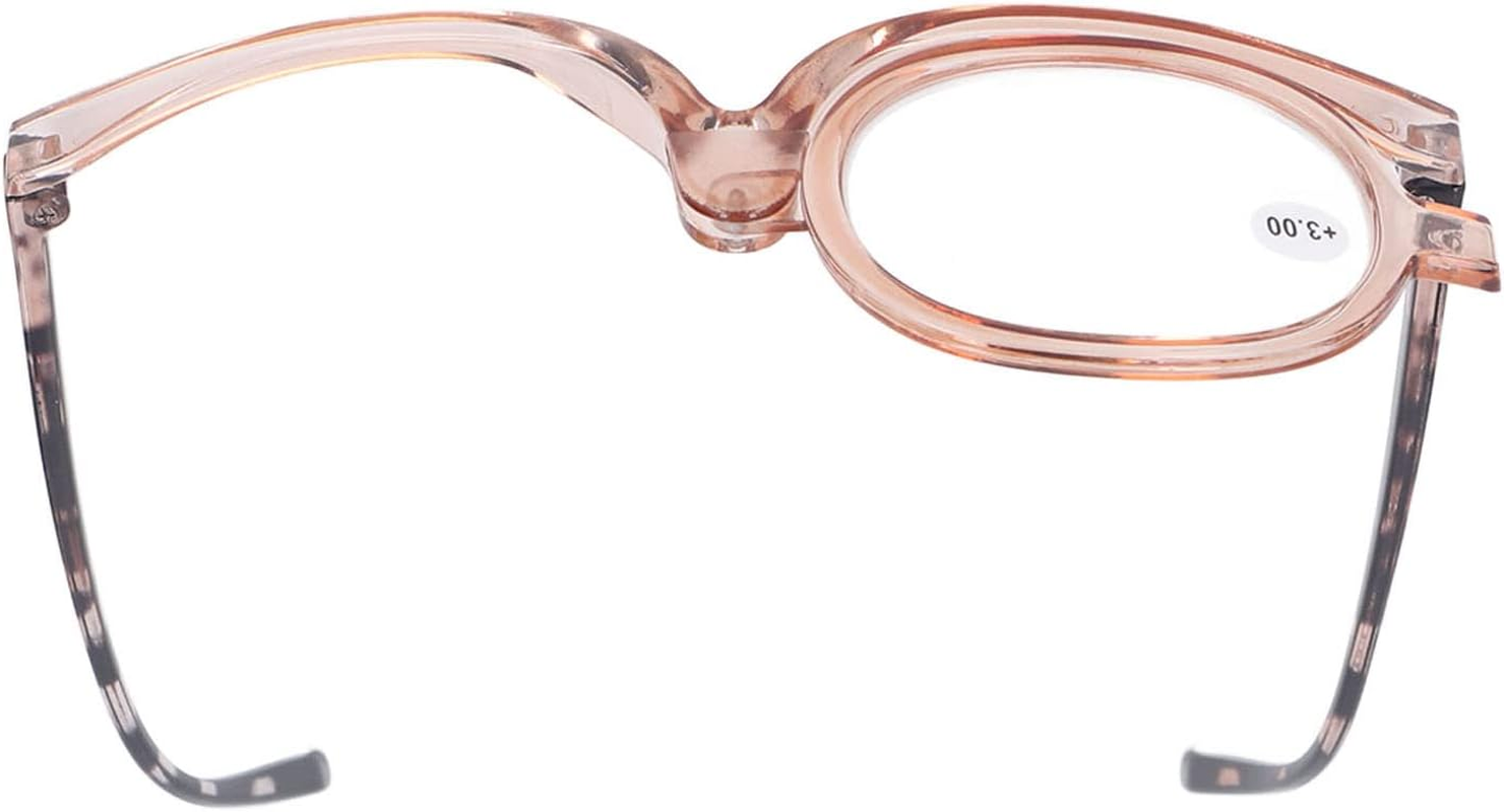 Folding Magnifying Glasses, 180 Degree Rotation Magnifying Makeup Glasses Folding Spring Hinge Single Lens with Concealer Box (+3.00) image number 3