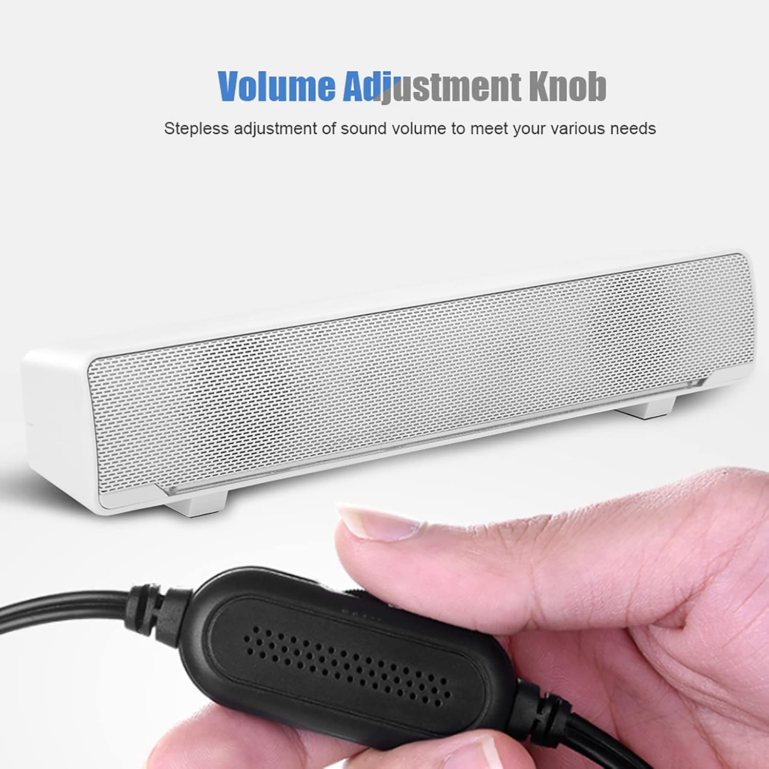 Generic Mini Portable USB Wired Soundbar Music Player Bass Surround Soundbox Speaker with 3.5 Mm Plug for Desktop, Laptop, TV, Smartphone, Tablet PC, MP3, MP4 and More (White) - White image number 2