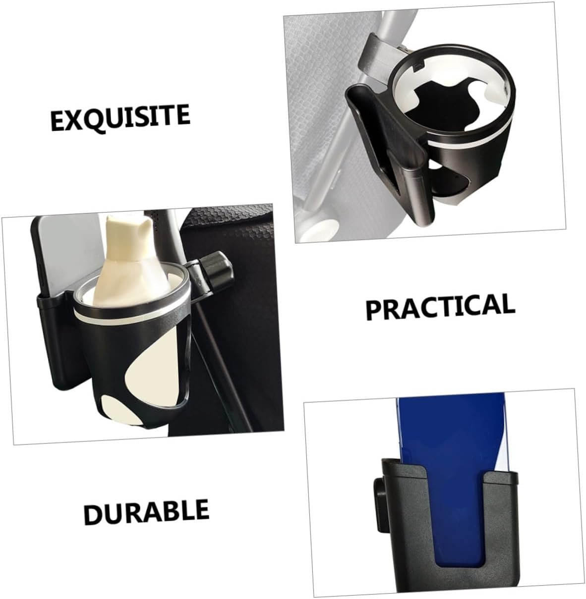 ERINGOGO Stroller Cup Holder with Phone Holder Bike Beverage Rack for Prams Strollers Easy Install Use image number 3