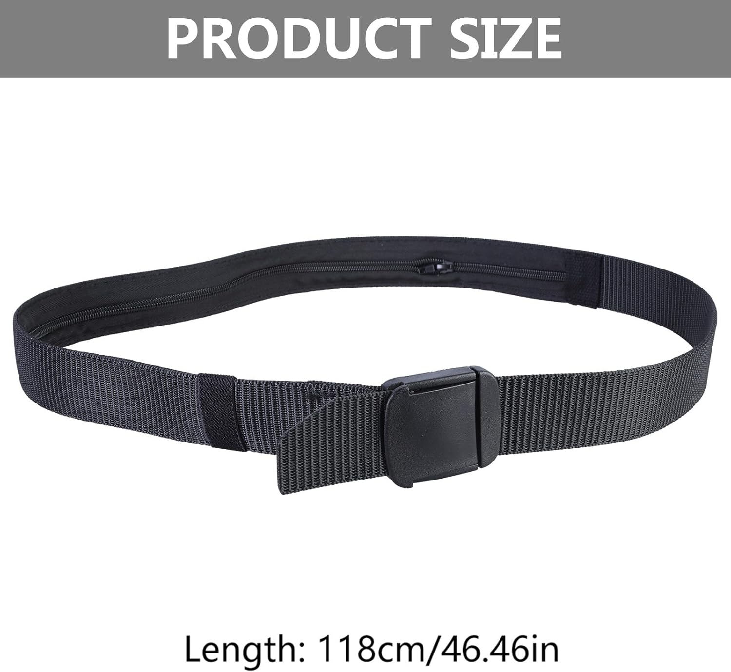 Travel Security Money Belt for Men Secret Hidden Cash Safe Anti-Theft Wallet Belt Waist Pack Hide Stuff Pocket image number 1